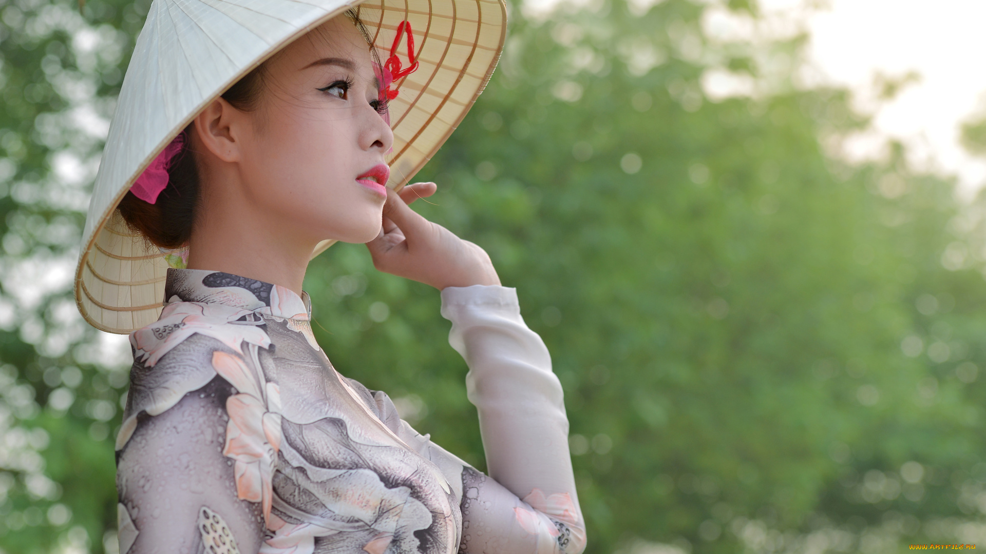 девушки, -unsort, , азиатки, модель, девушка, брюнетка, профиль, макияж, шляпа, азиатка