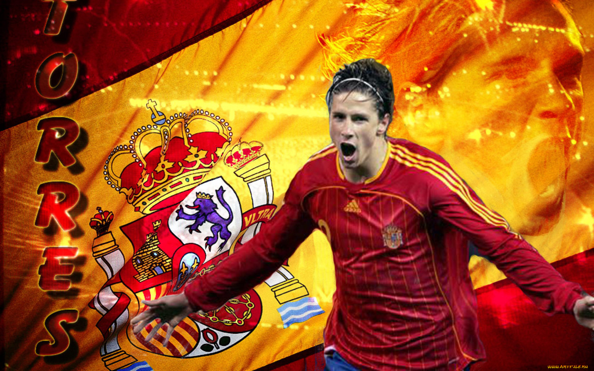 спорт, футбол, фернандо, торрес, флаг, эмоции, футболист