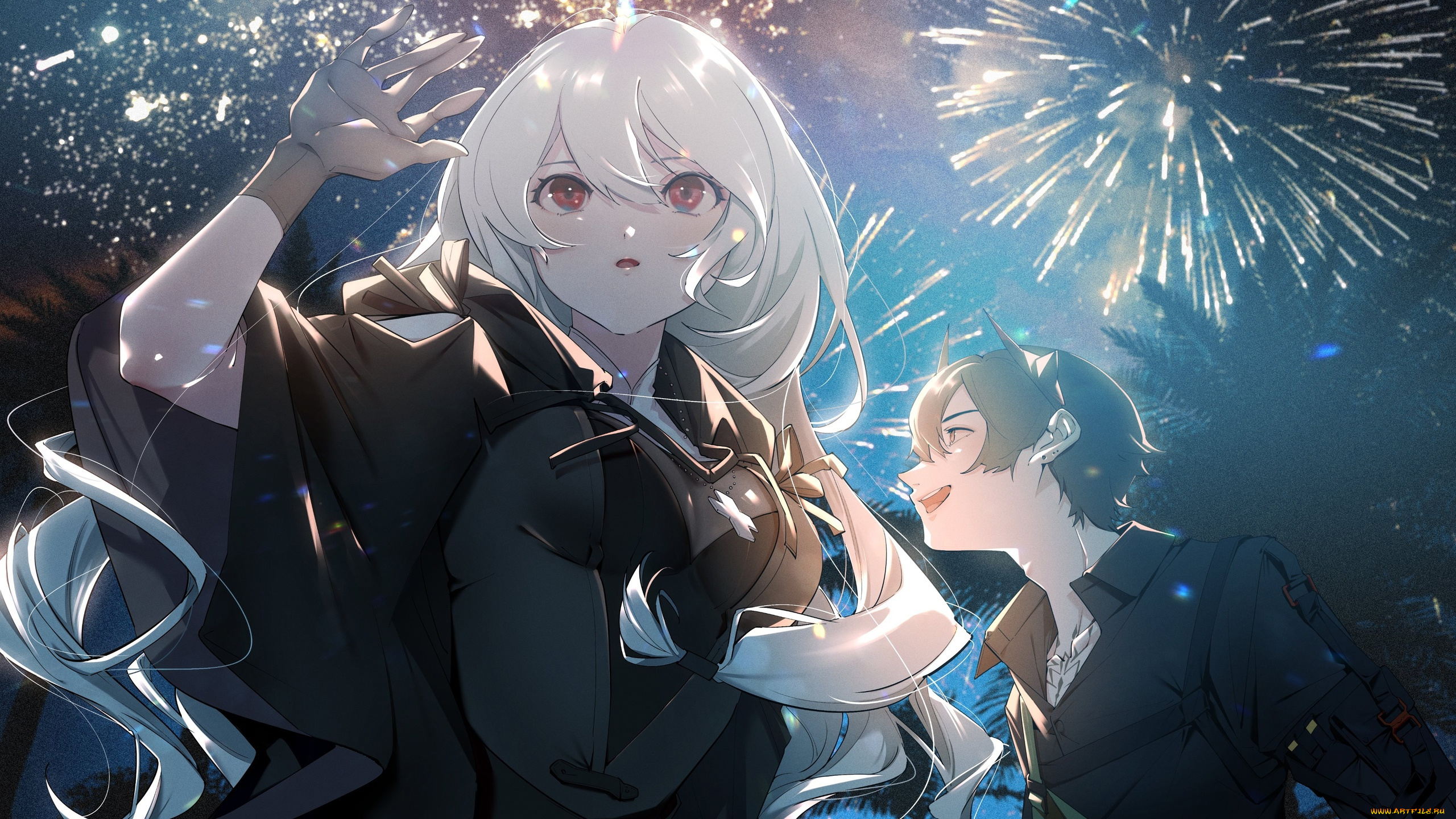 аниме, unknown, , другое, , девушки, фейерверк