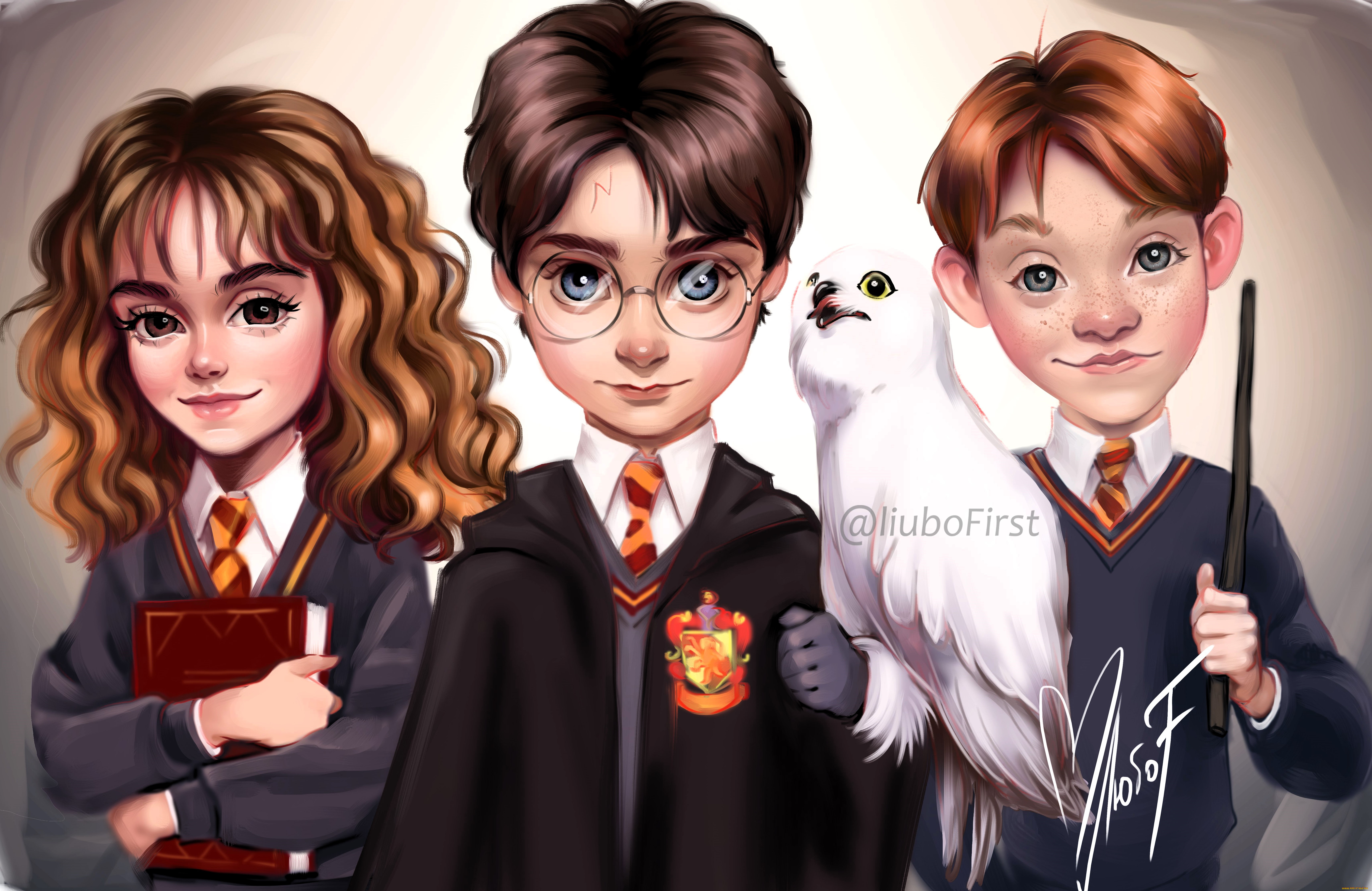 рисованное, кино, , мультфильмы, гарри, поттер, гермиона, грейнджер, рон, уизли, сова