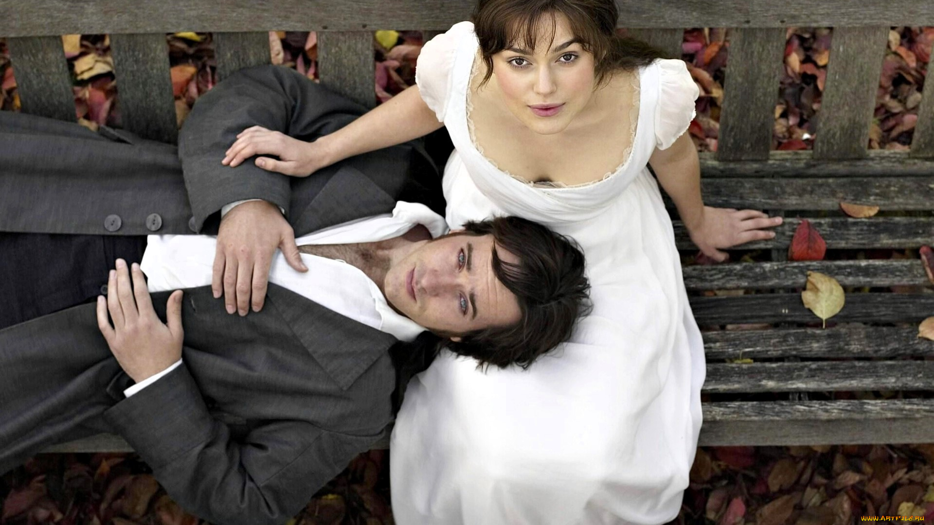 кино, фильмы, pride, &, prejudice, пара, скамейка, листья, осень