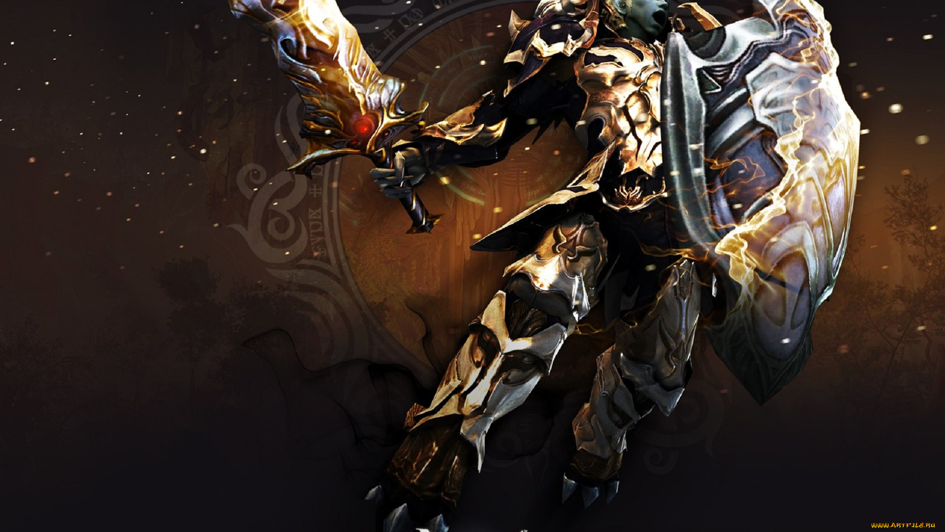 видео, игры, aion, , the, tower, of, eternity, девушка, броня, щит, меч, оружие