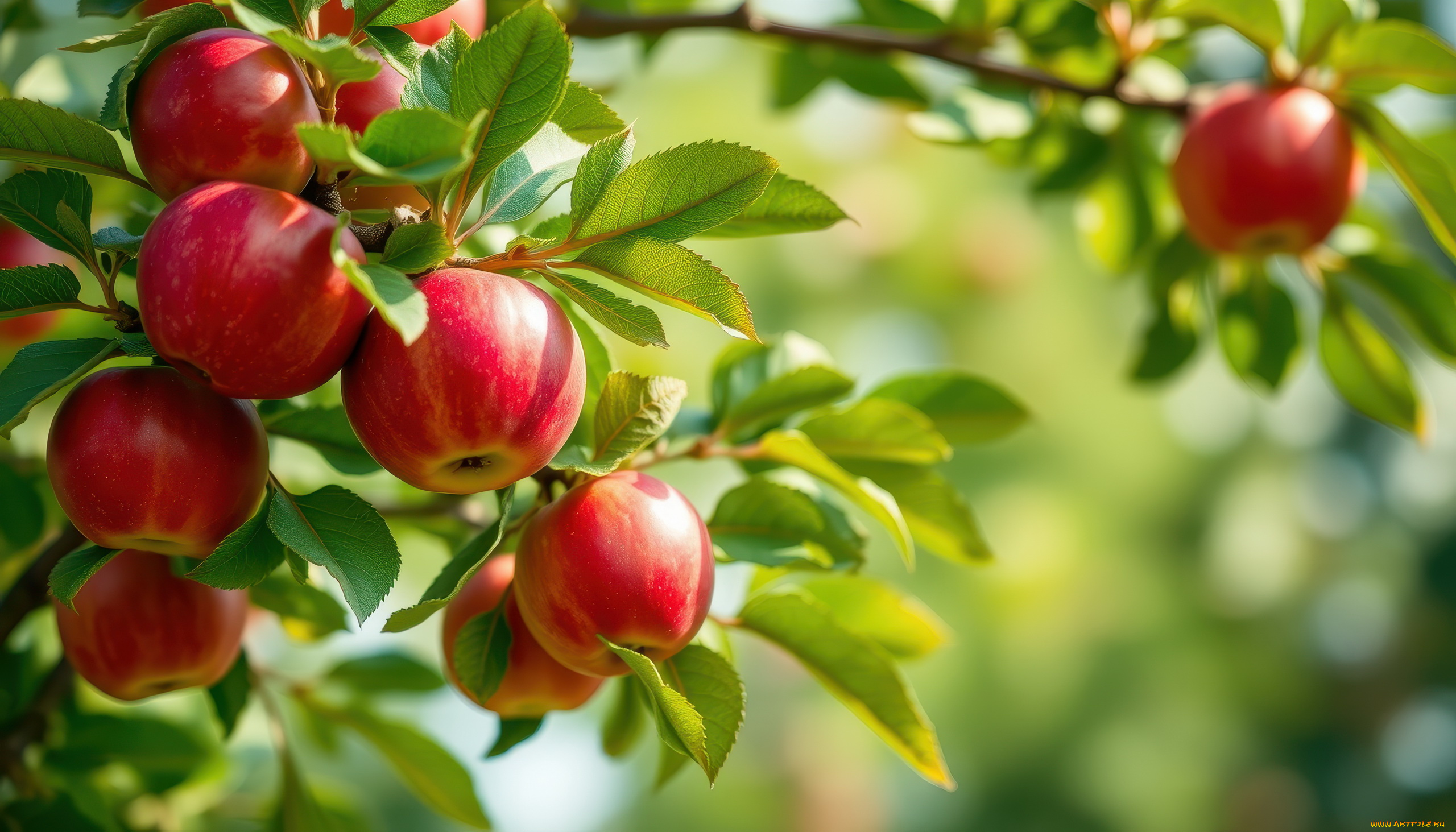 3д, графика, природа, , nature, ветка, яблоки