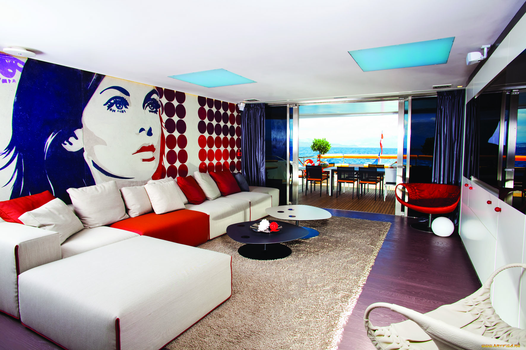 интерьер, каюты, помещения, на, корабле, яхта