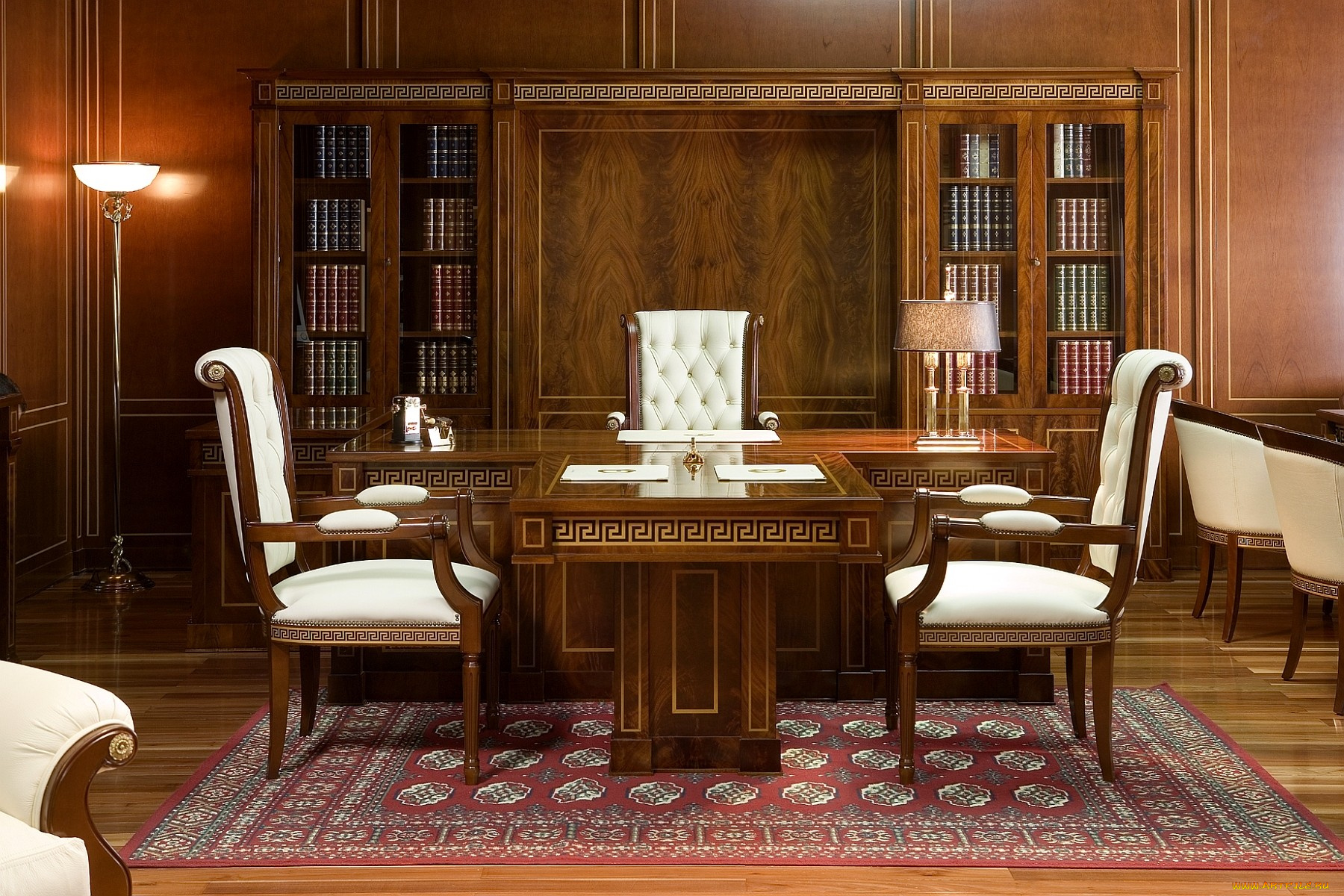 интерьер, кабинет, библиотека, офис, книги, стол, кресла, шкаф