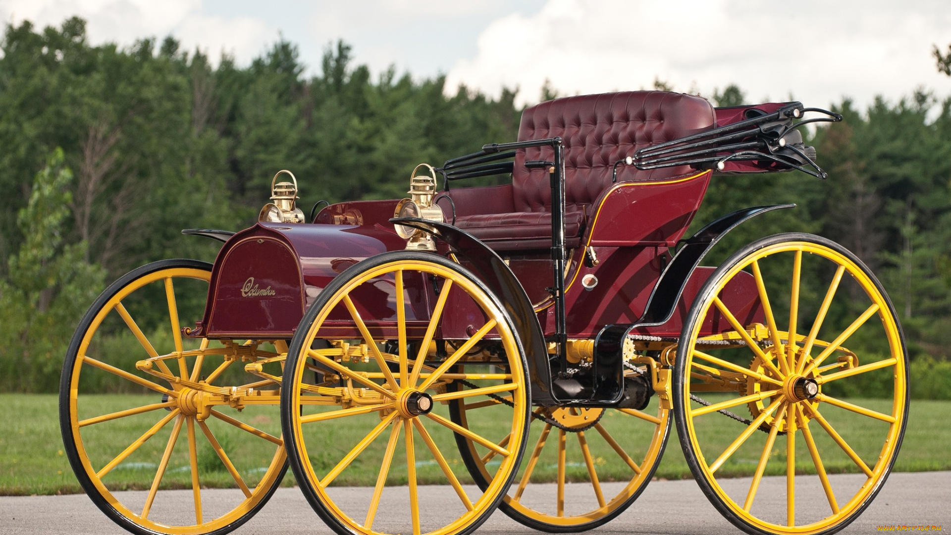 автомобили, классика, автомобиль, дорога, деревья