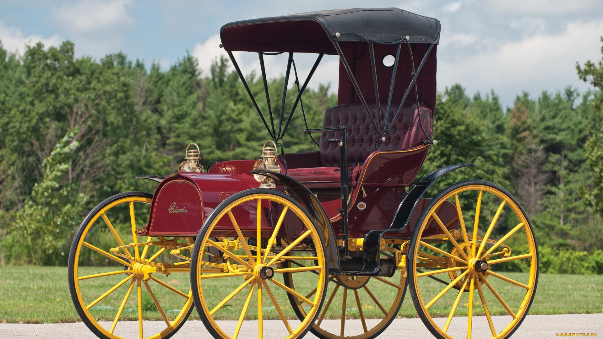 автомобили, классика, дорога, автомобиль, деревья