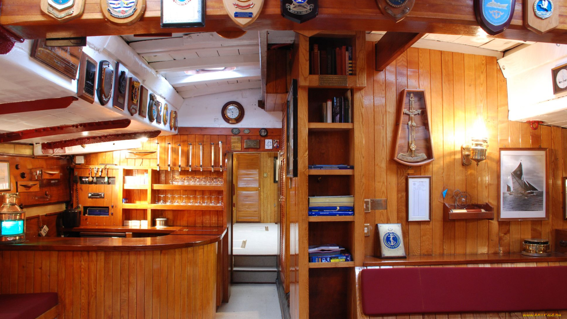 интерьер, каюты, помещения, на, корабле, яхта