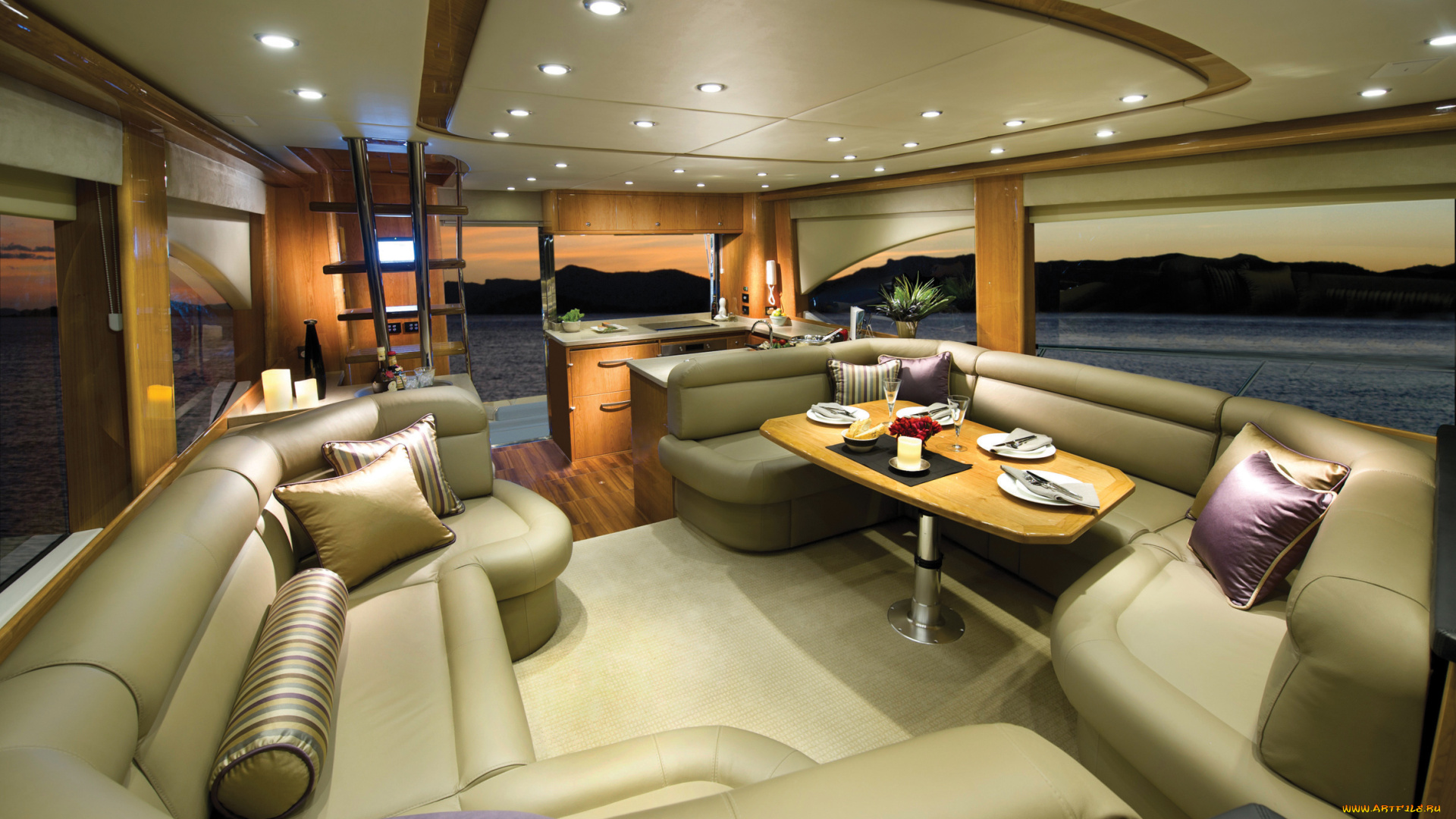 интерьер, каюты, помещения, на, корабле, яхта