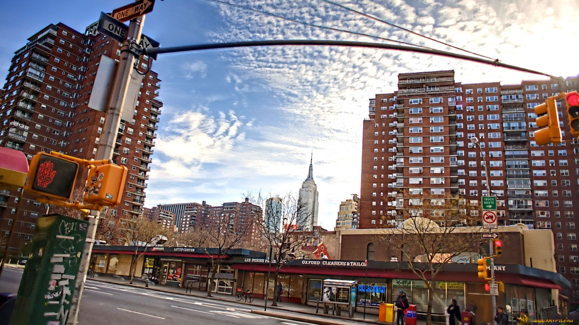 ninth, avenue, 24th, street, empire, state, building, города, нью, йорк, сша, ny, usa