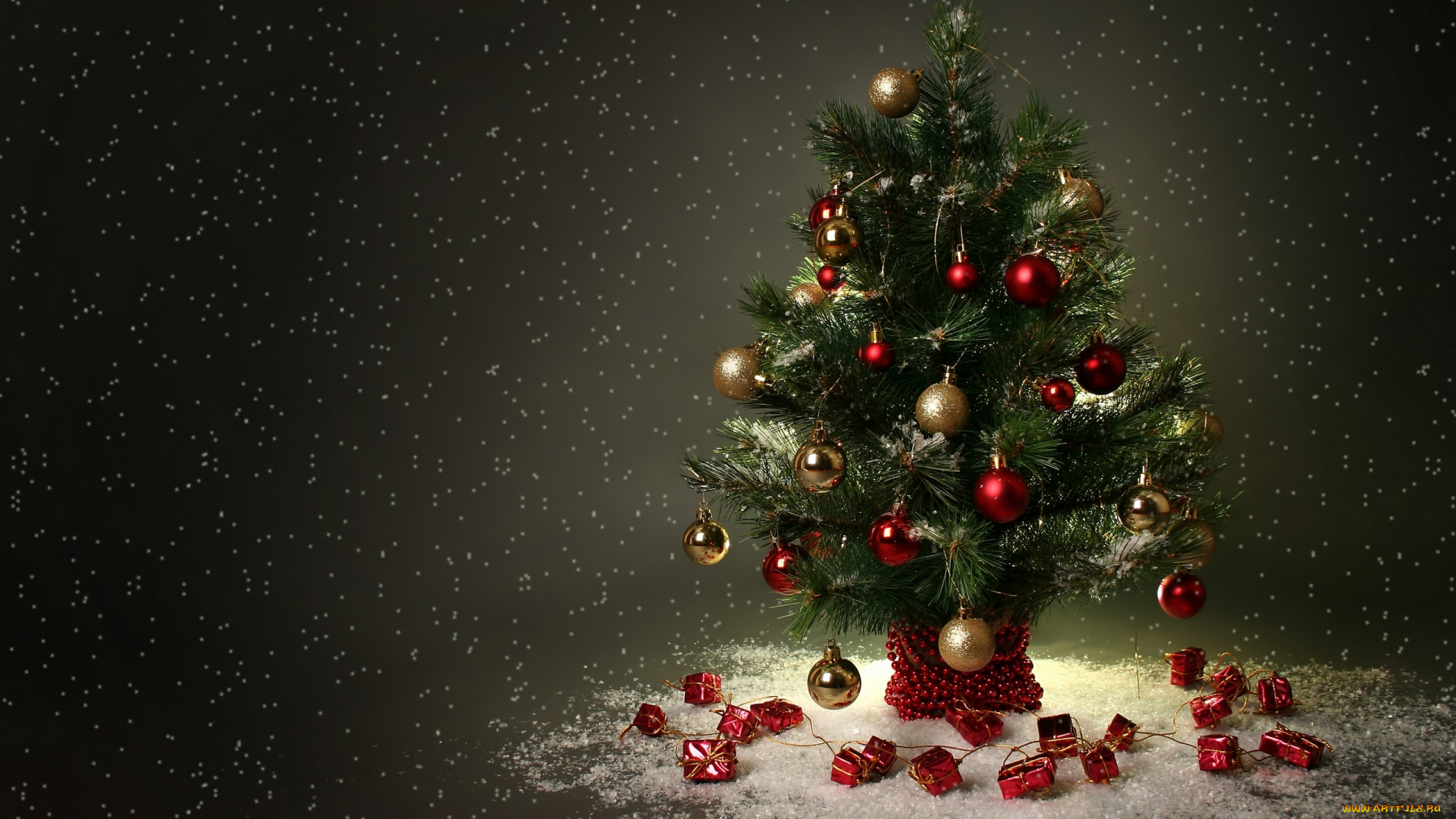 праздничные, Ёлки, шарики, снежок