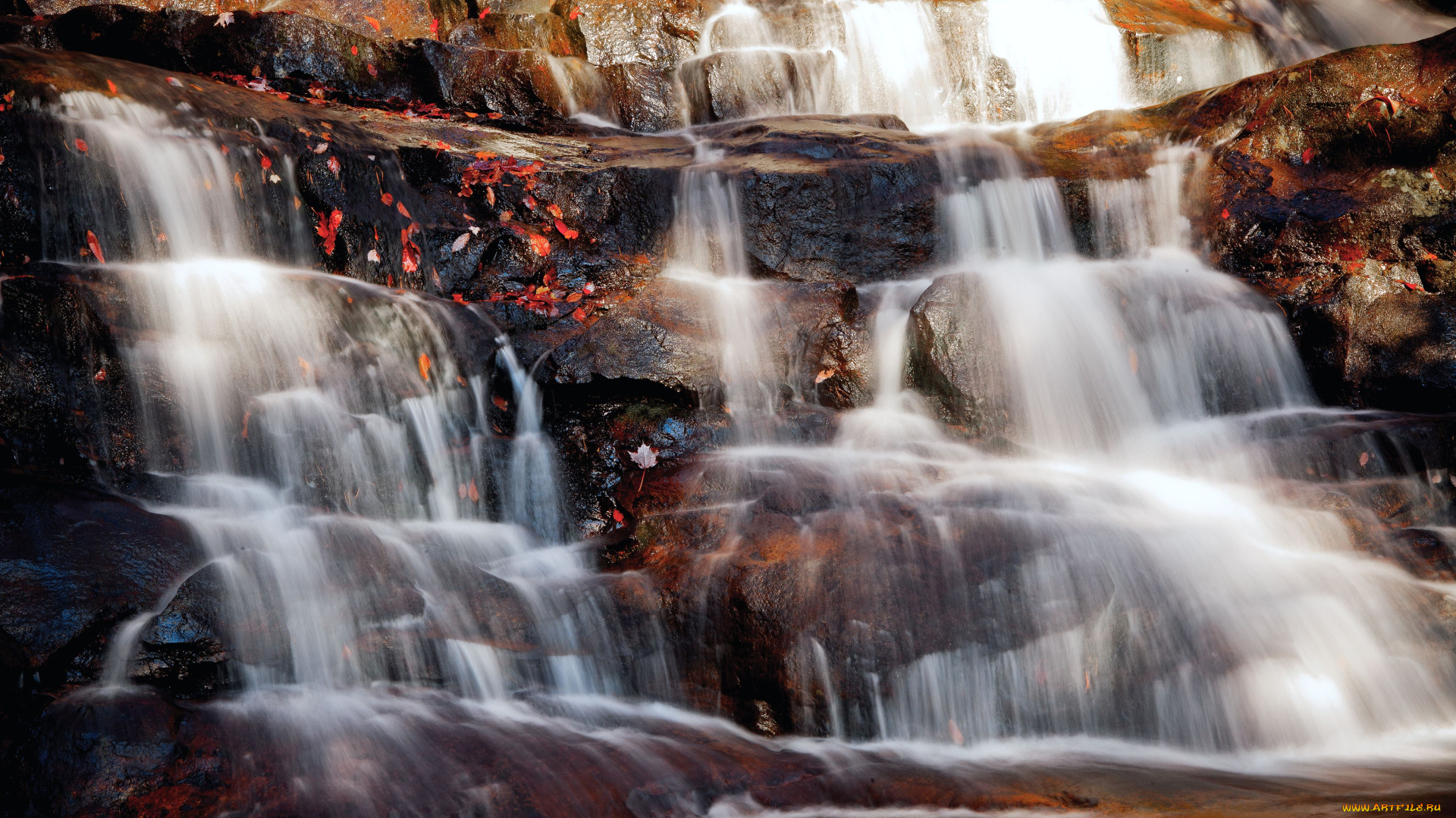 природа, водопады, камни, вода