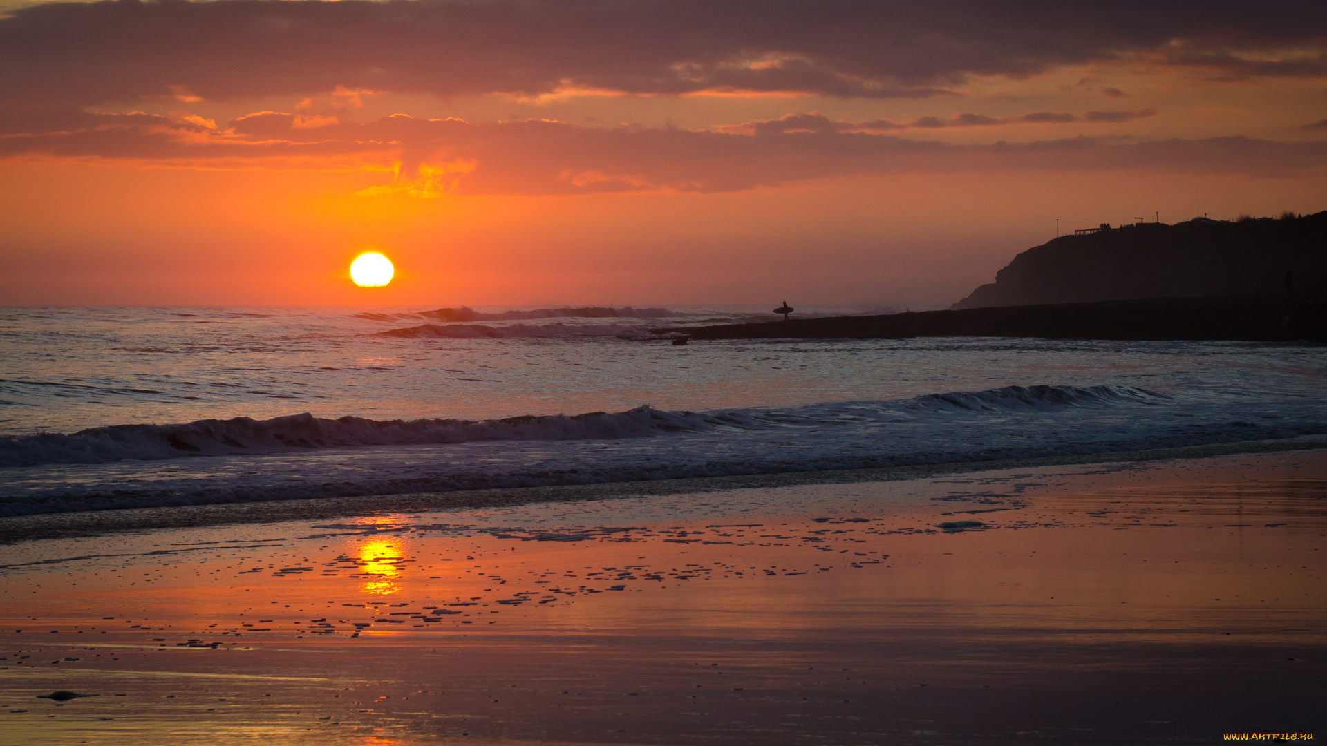 santa, cruz, california, природа, восходы, закаты, море, побережье, закат