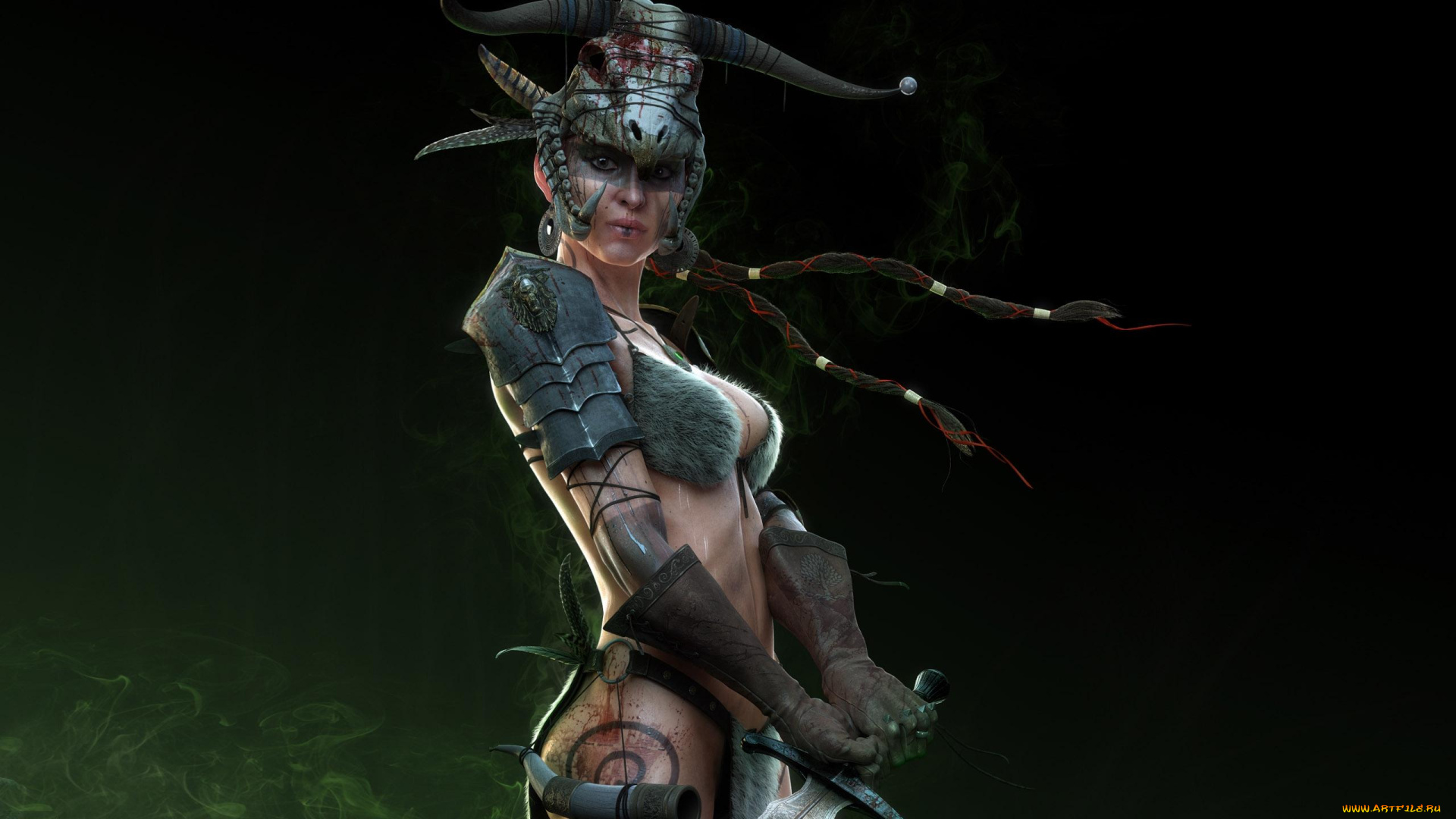 sven, juhlin, 3д, графика, fantasy, фантазия, девушка, воительница, меч