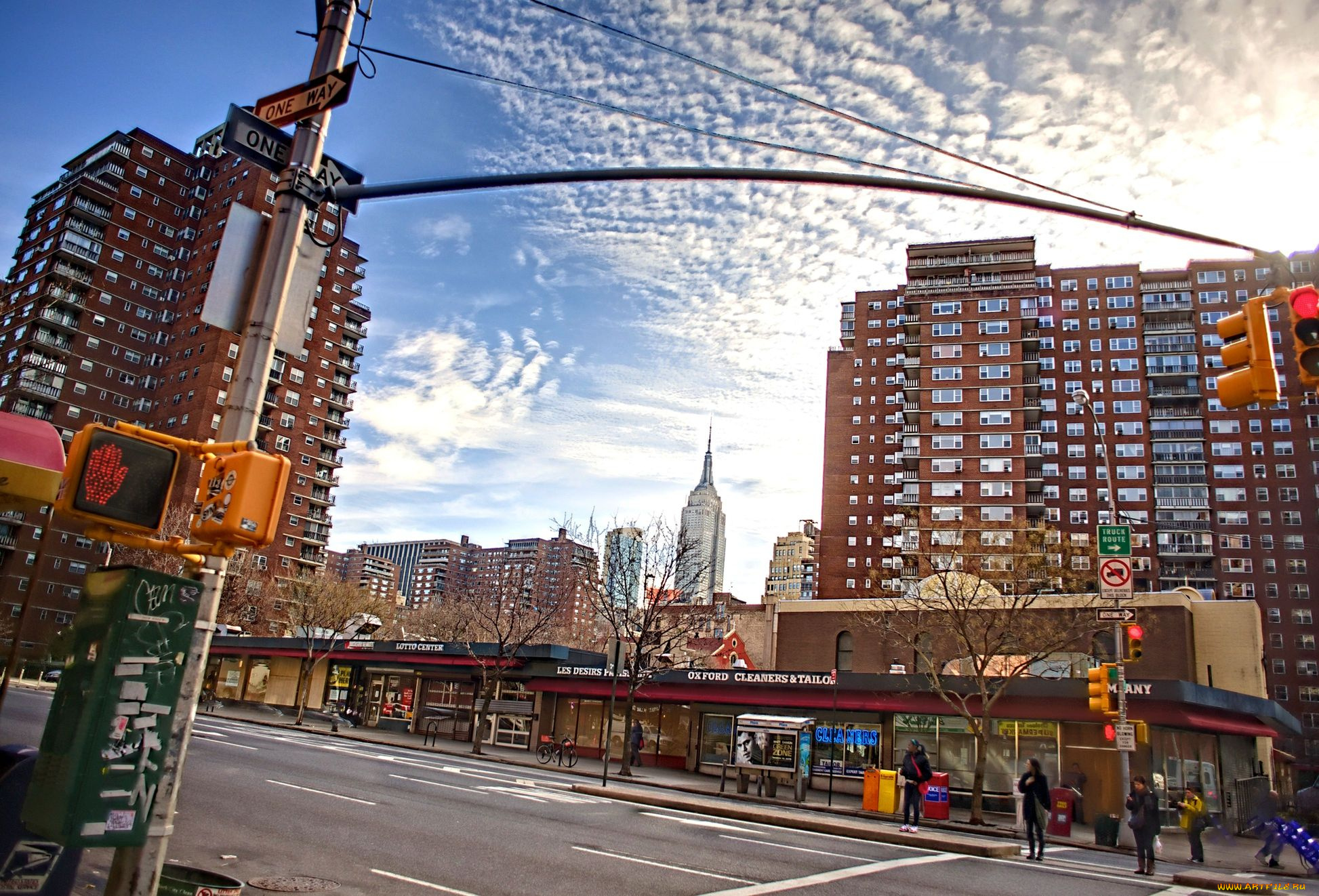 ninth, avenue, 24th, street, empire, state, building, города, нью, йорк, сша, ny, usa