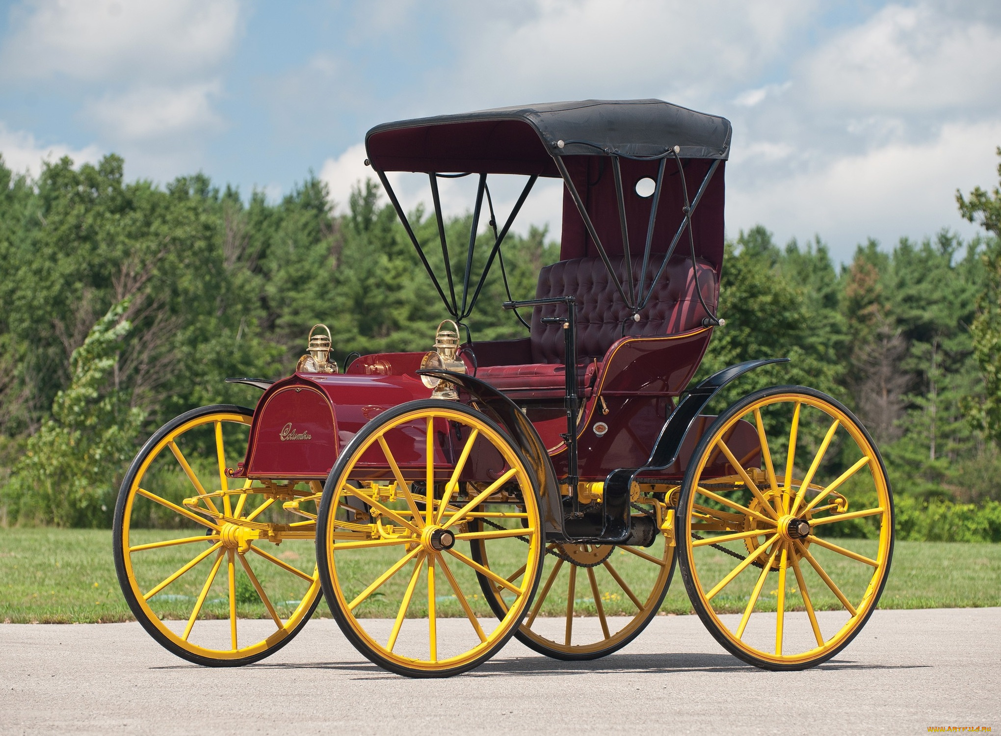 автомобили, классика, дорога, автомобиль, деревья