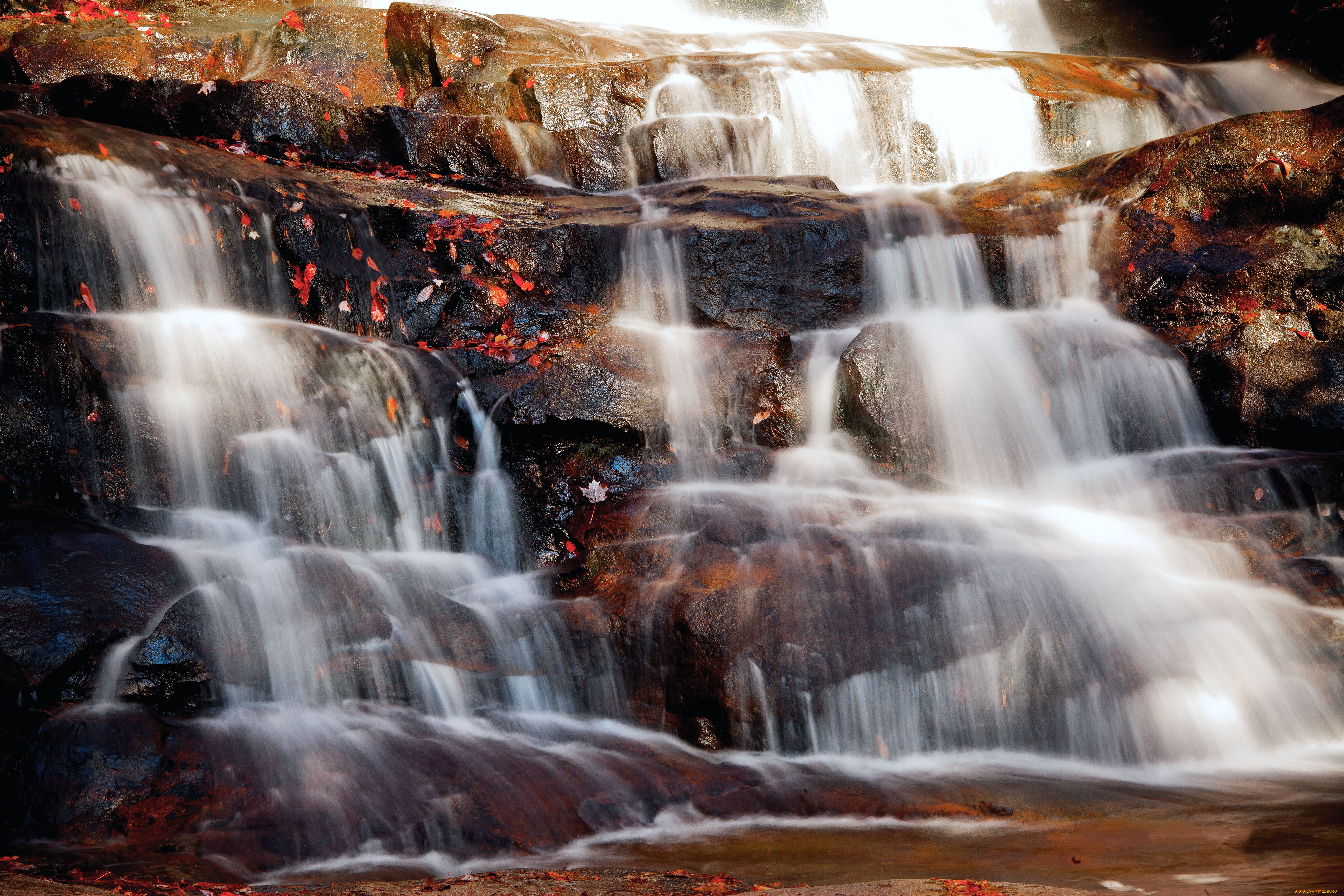 природа, водопады, камни, вода