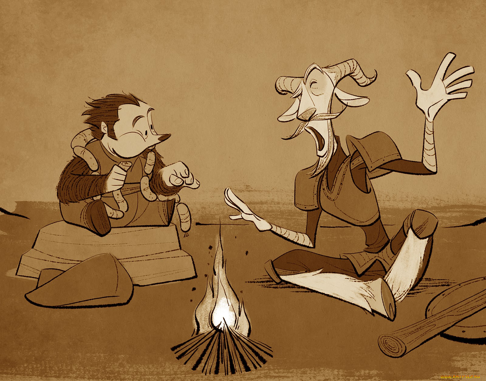 рисованные, другое, козел, еж