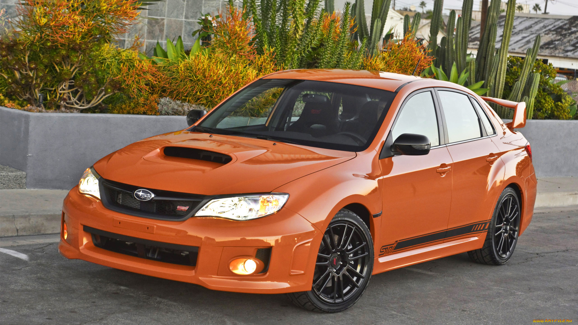 автомобили, subaru, оранжевый, impreza, улица