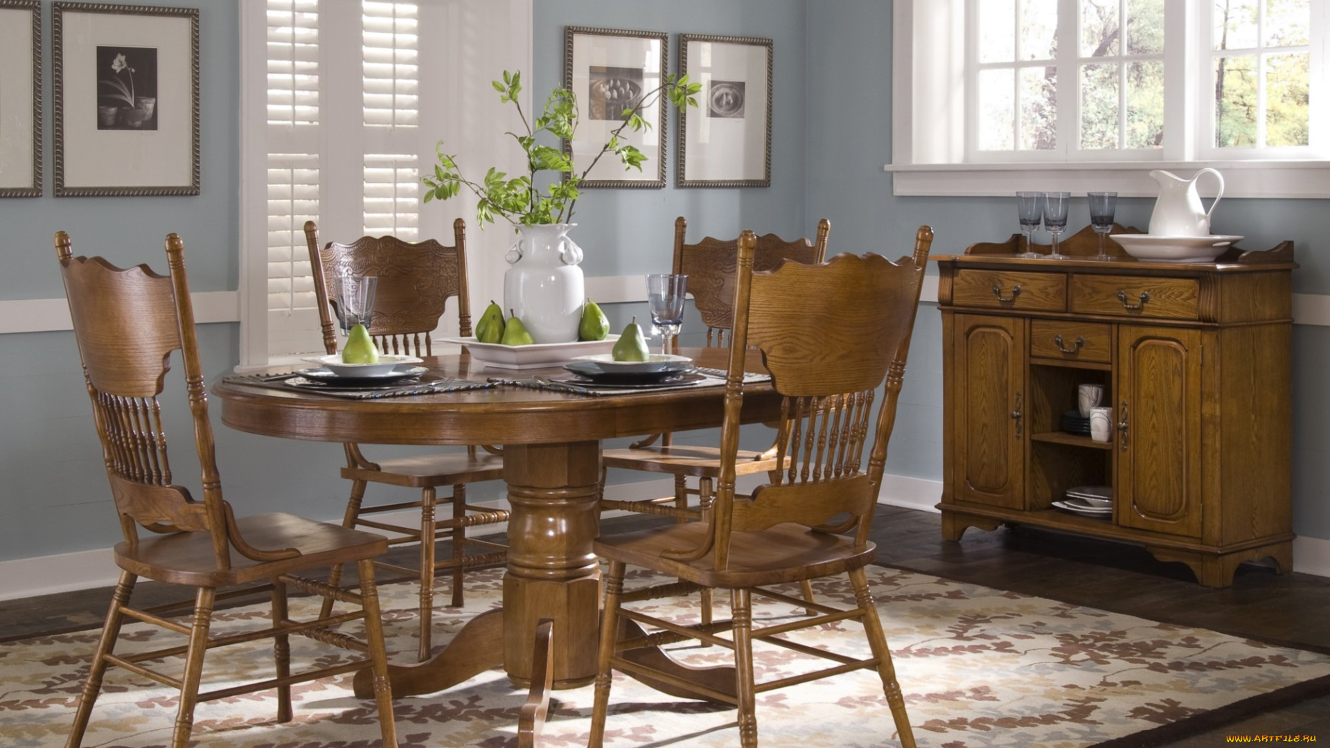 интерьер, столовая, комната, стол, стулья