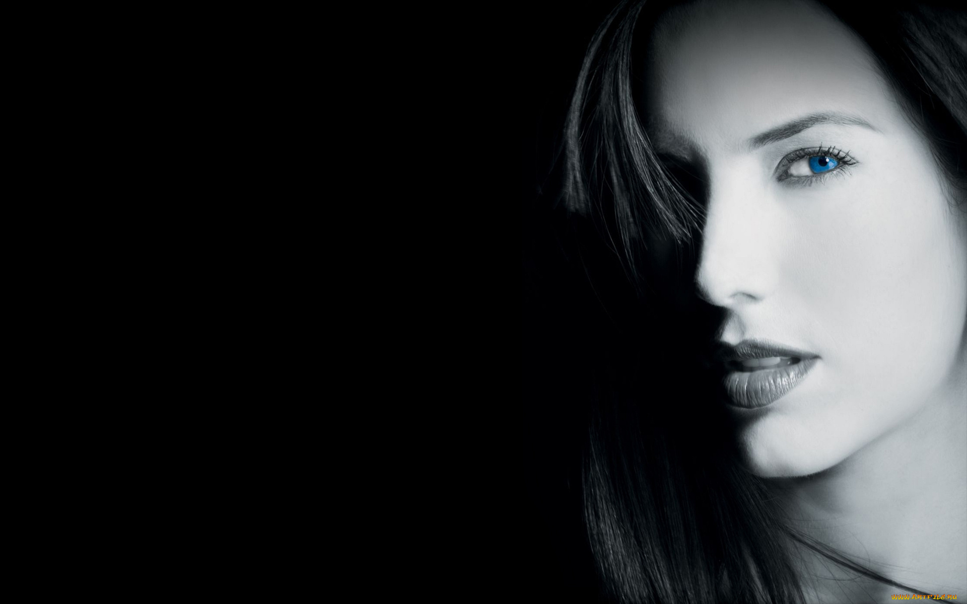 Gaby, Espino, девушка, девушки, , , лицо, синие, глаза, темный, фон