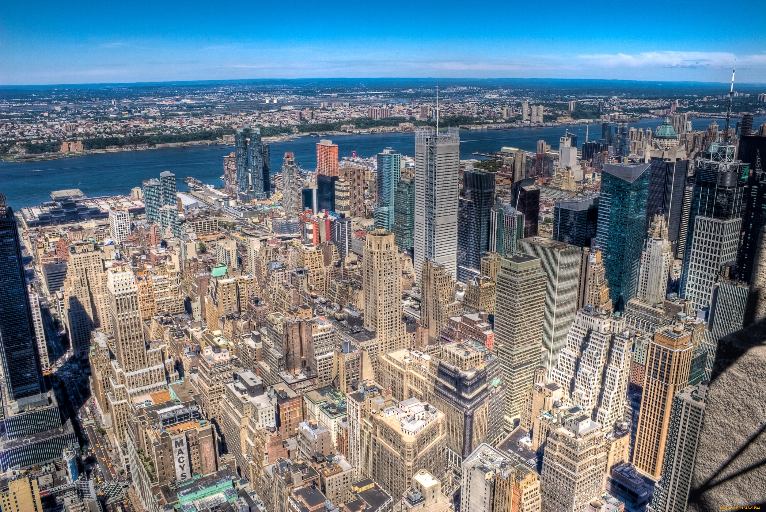 города, нью, йорк, сша, панорама, небоскребы