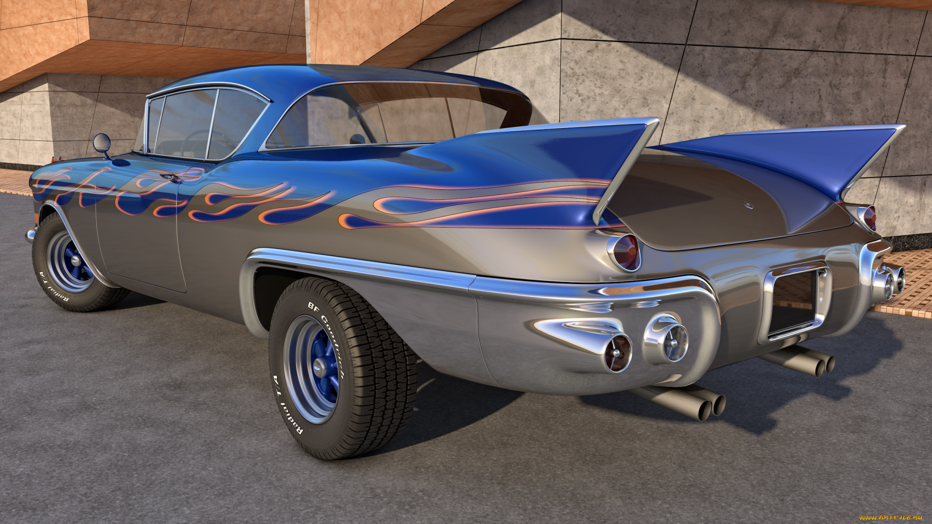 автомобили, 3д, biarritz, cadillac, eldorado, 1957