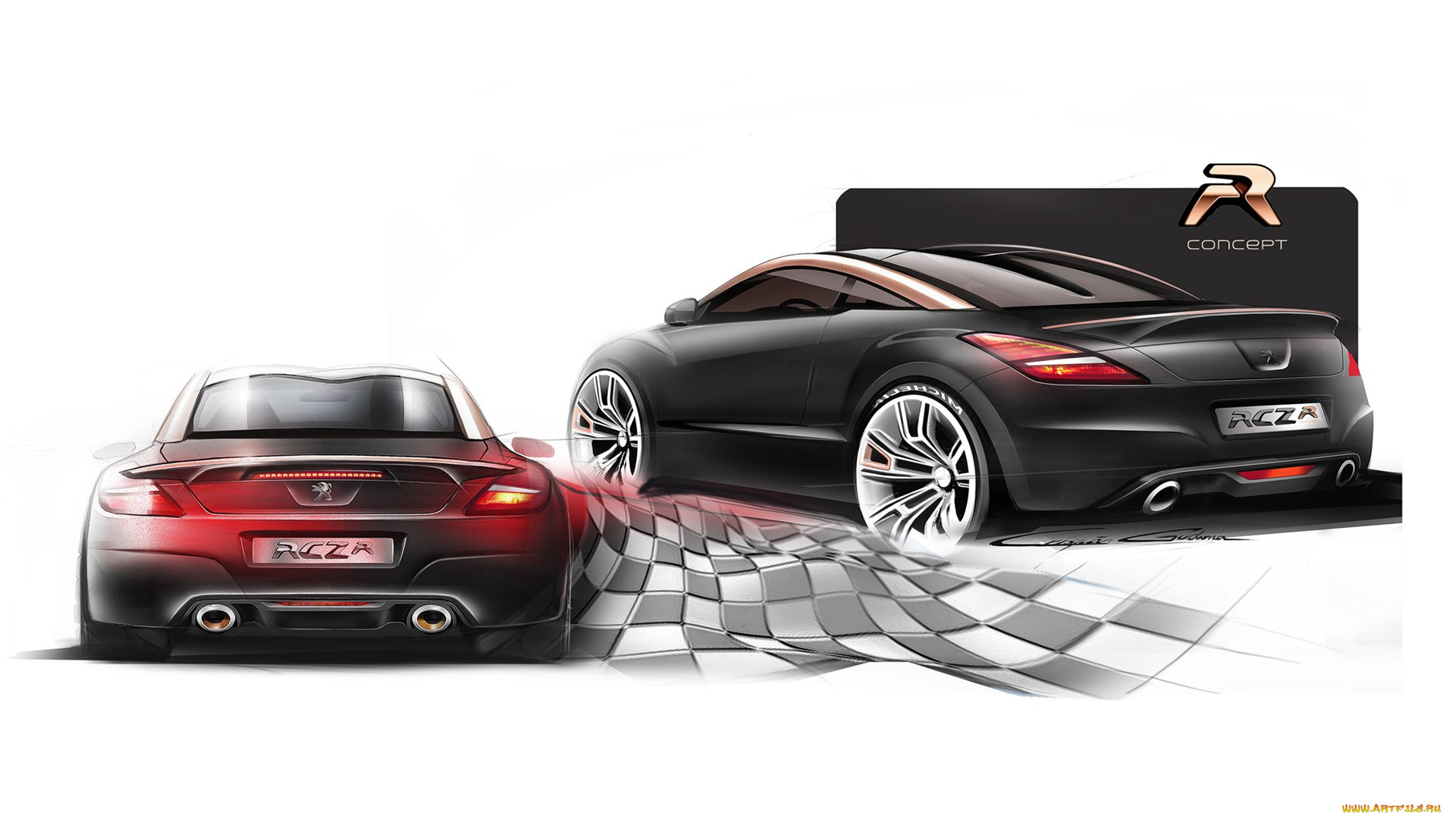 автомобили, векторная, графика, peugeot, rcz, r