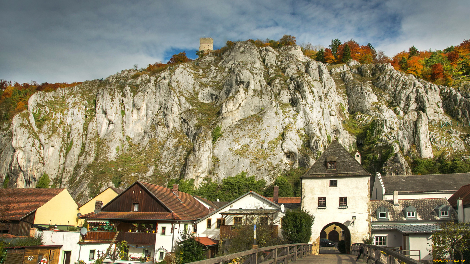 германия, бавария, эссинг, города, улицы, площади, набережные, дома, мост, горы
