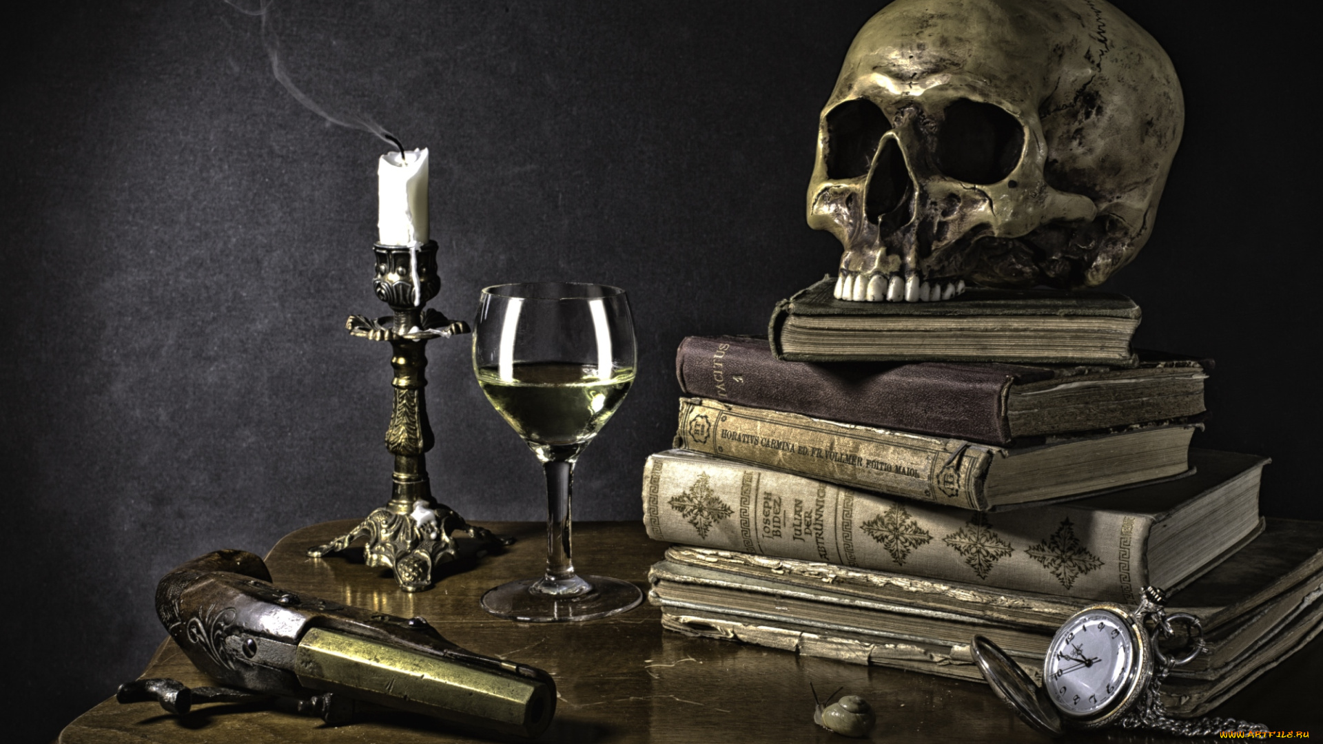 разное, кости, рентген, свечи, книги, череп