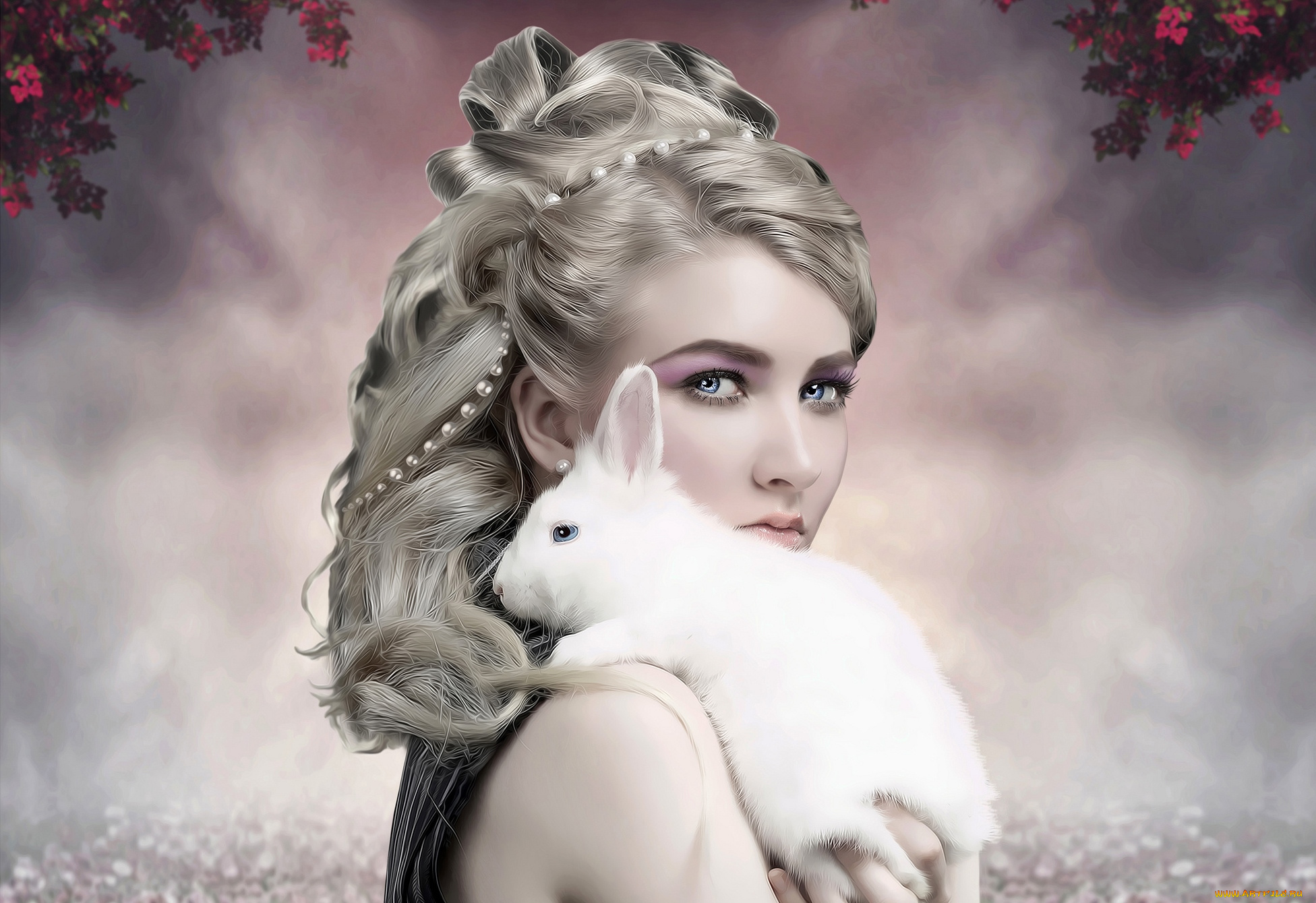 разное, компьютерный, дизайн, девушка, кролик