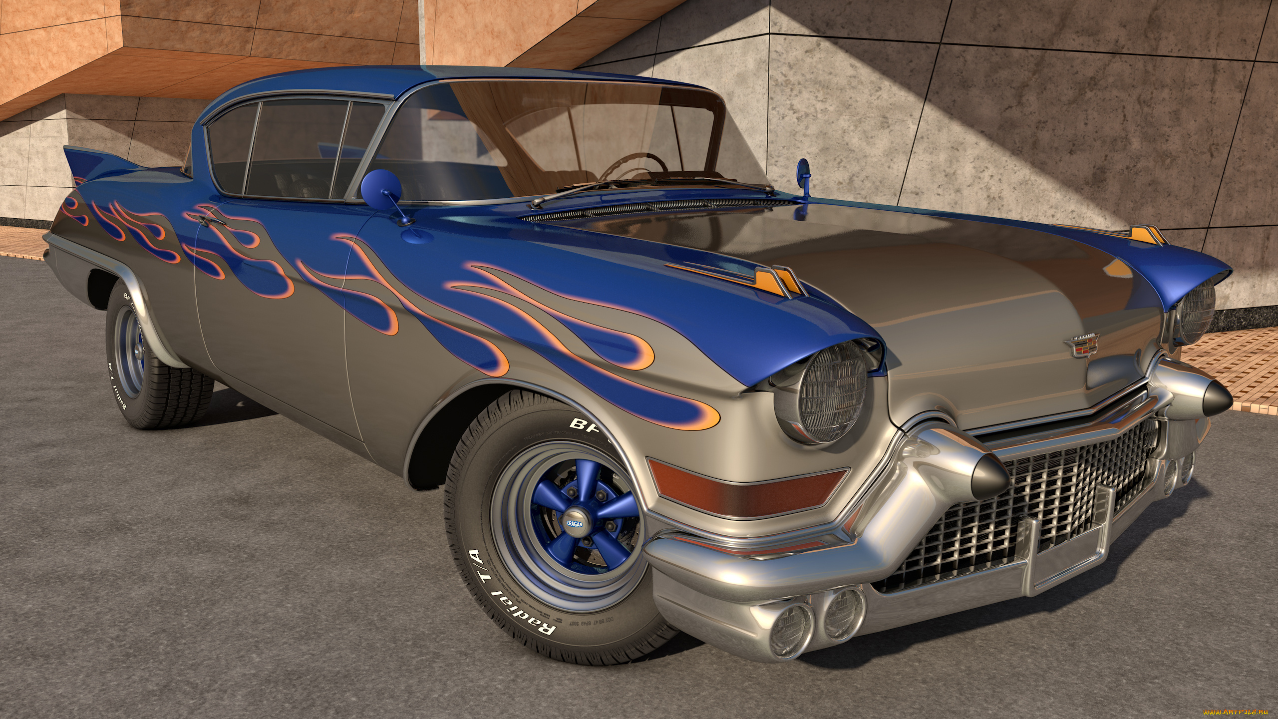 автомобили, 3д, 1957, cadillac, biarritz, eldorado