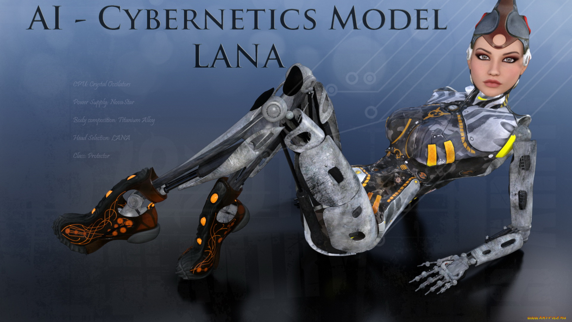 3д, графика, _science, fiction, девушка, робот, существо, взгляд