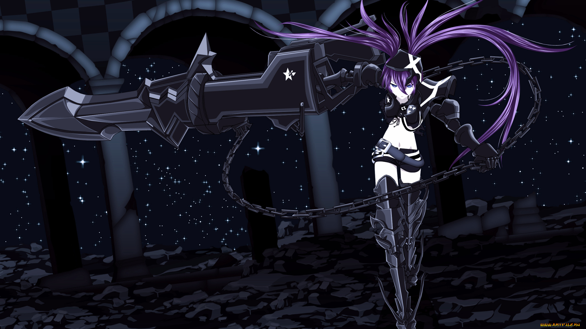 аниме, black, rock, shooter, black, rock, shooter, insane, арт, девушка, оружие