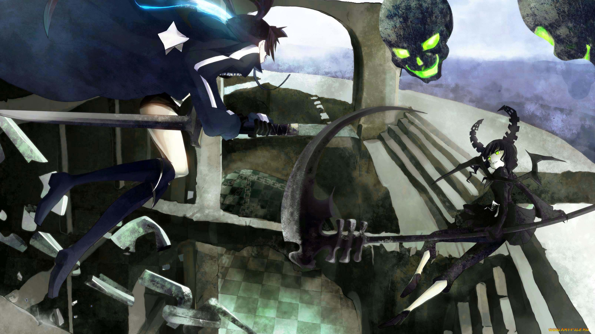 аниме, black, rock, shooter, kuroi, mato, арт, black, rock, shooter, оружие, девушка