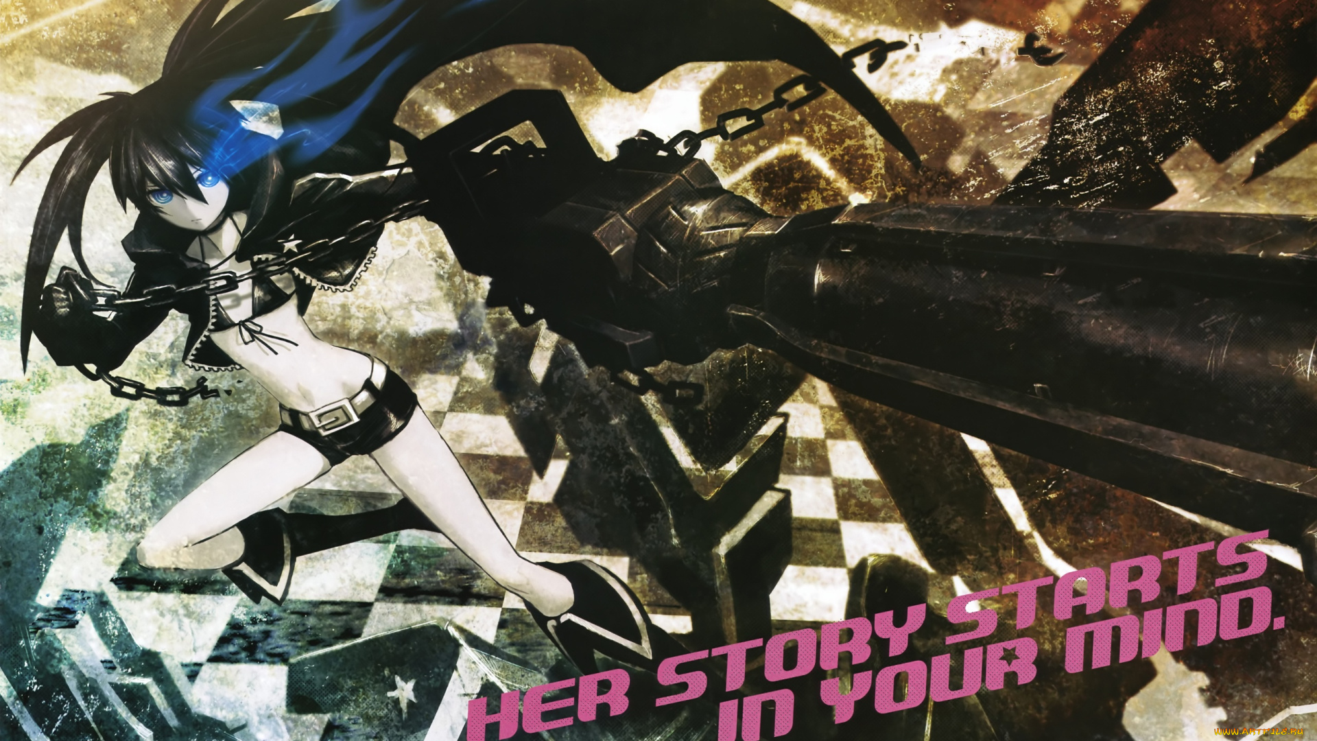 аниме, black, rock, shooter, kuroi, mato, арт, huke, оружие, девушка, black, rock, shooter