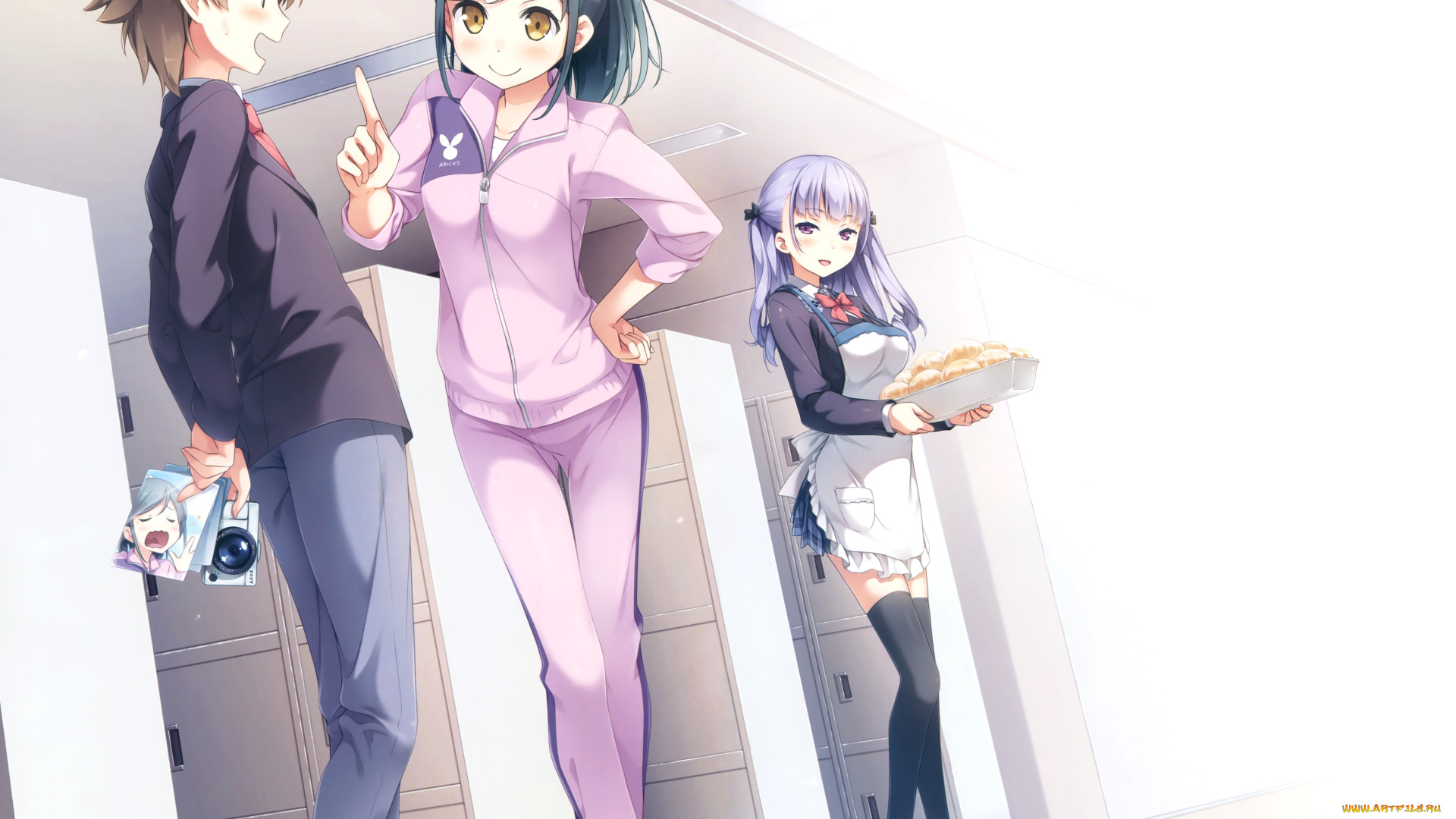 аниме, kantoku, , artbook, взгляд, фон, девушки