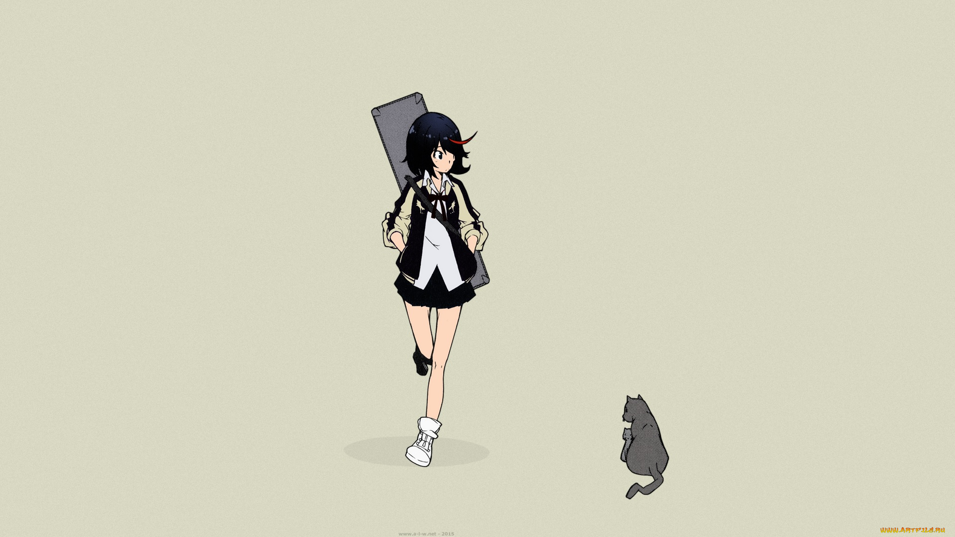 аниме, kill, la, kill, matoi, ryuuko, kill, la, кот, девочка, арт