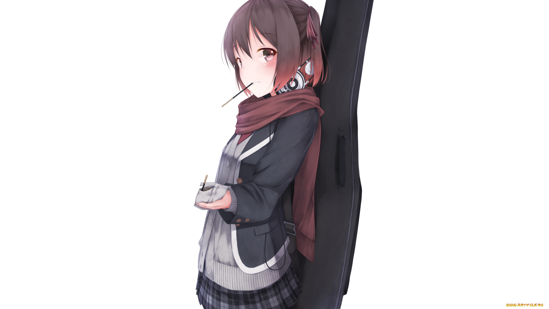 аниме, музыка, фон, девушка, арт, waterdog