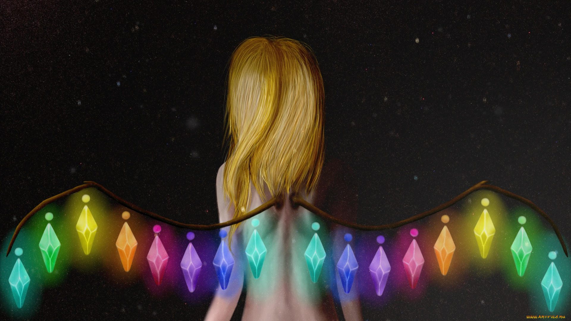 аниме, touhou, девушка, арт, hellogical, flandre, scarlet