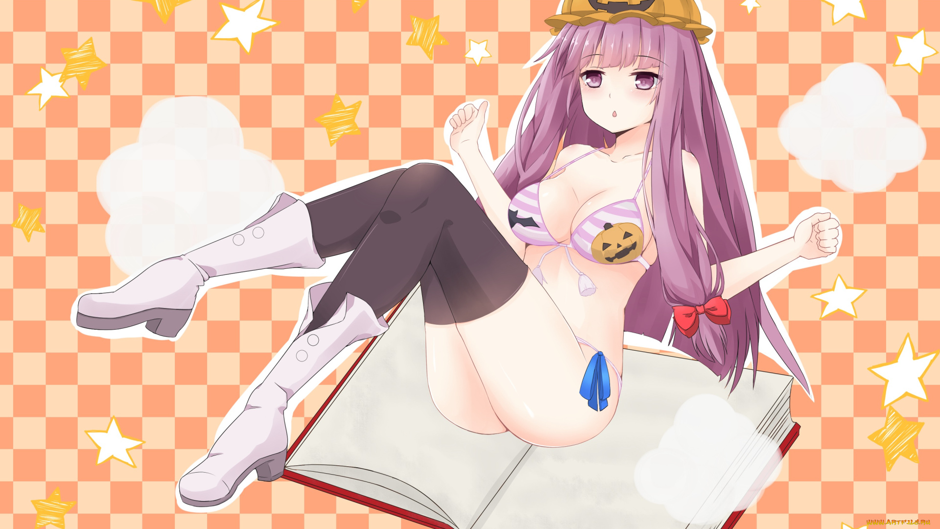 touhou, аниме, фон, девушка, взгляд