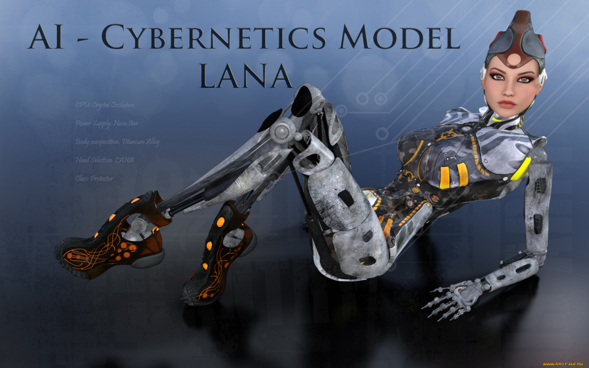 3д, графика, _science, fiction, девушка, робот, существо, взгляд