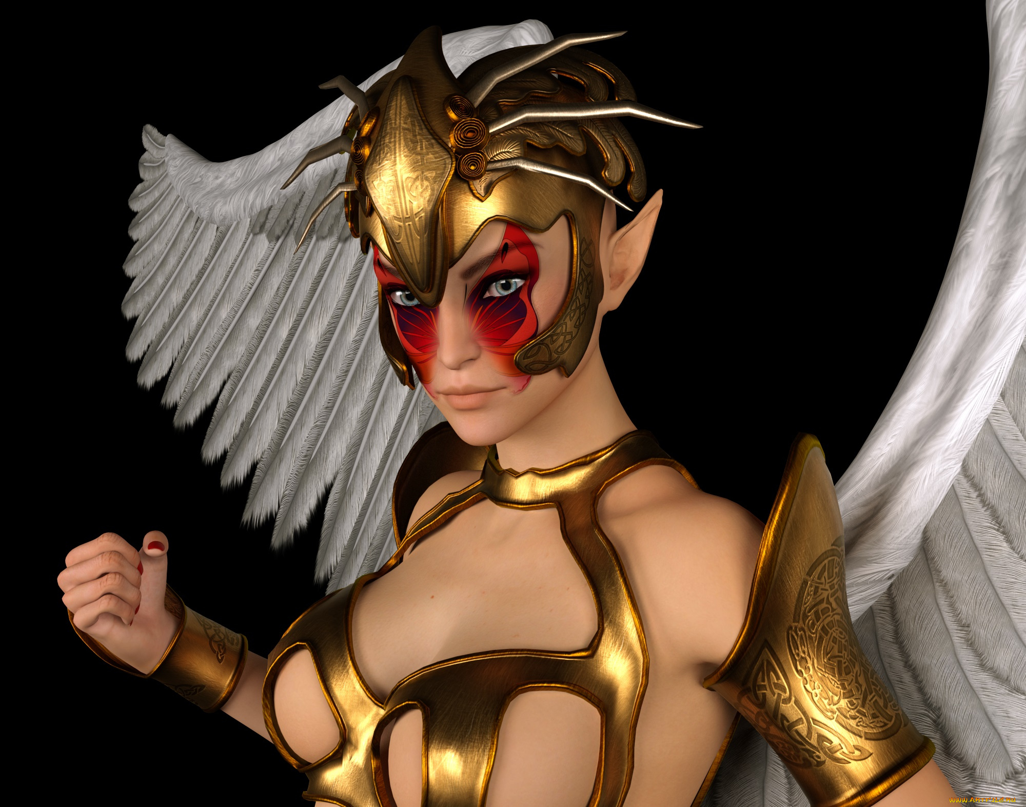 3д, графика, ангел, , angel, фон, ангел, эльфийка, взгляд, девушка