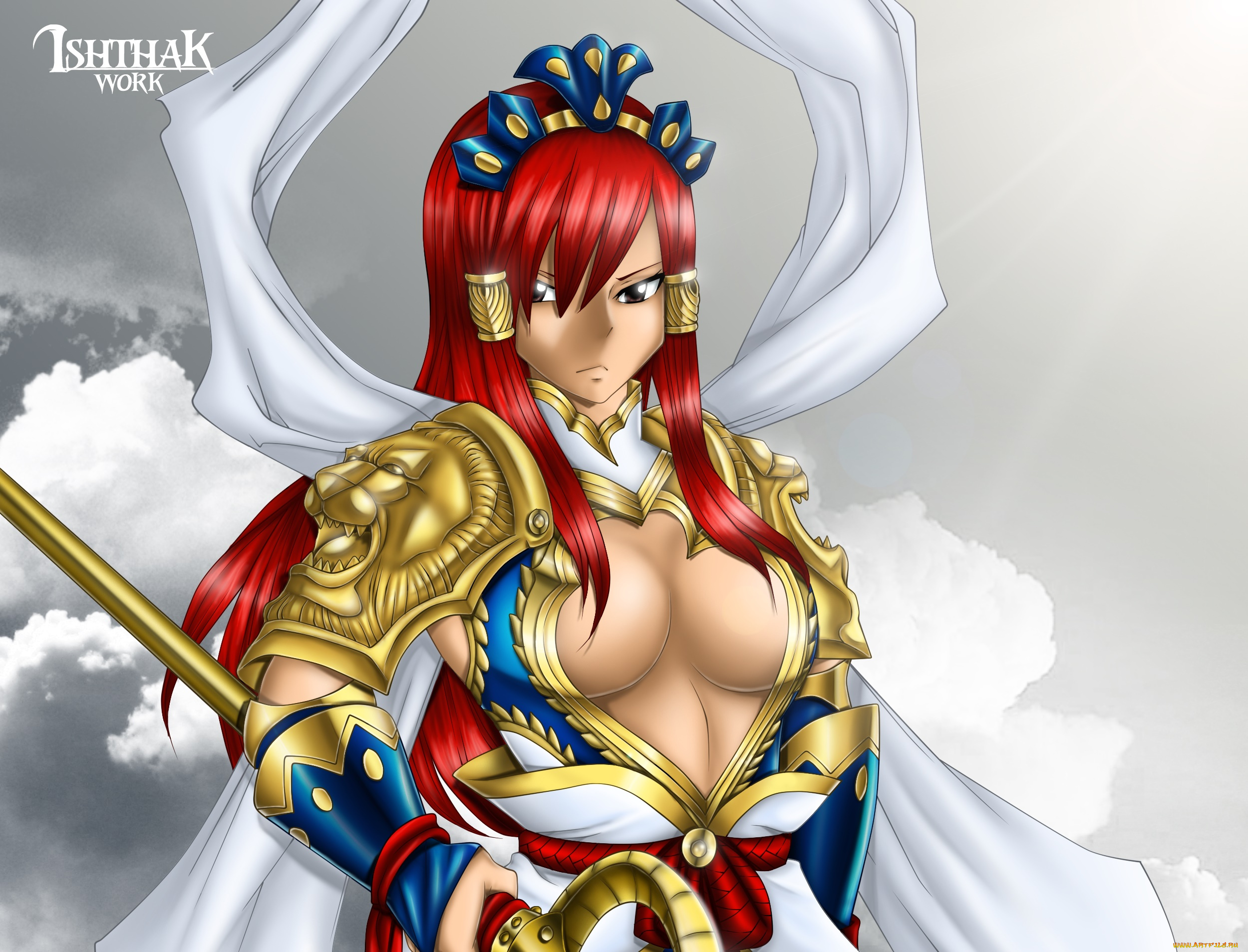 аниме, fairy, tail, девушка, фон, взгляд