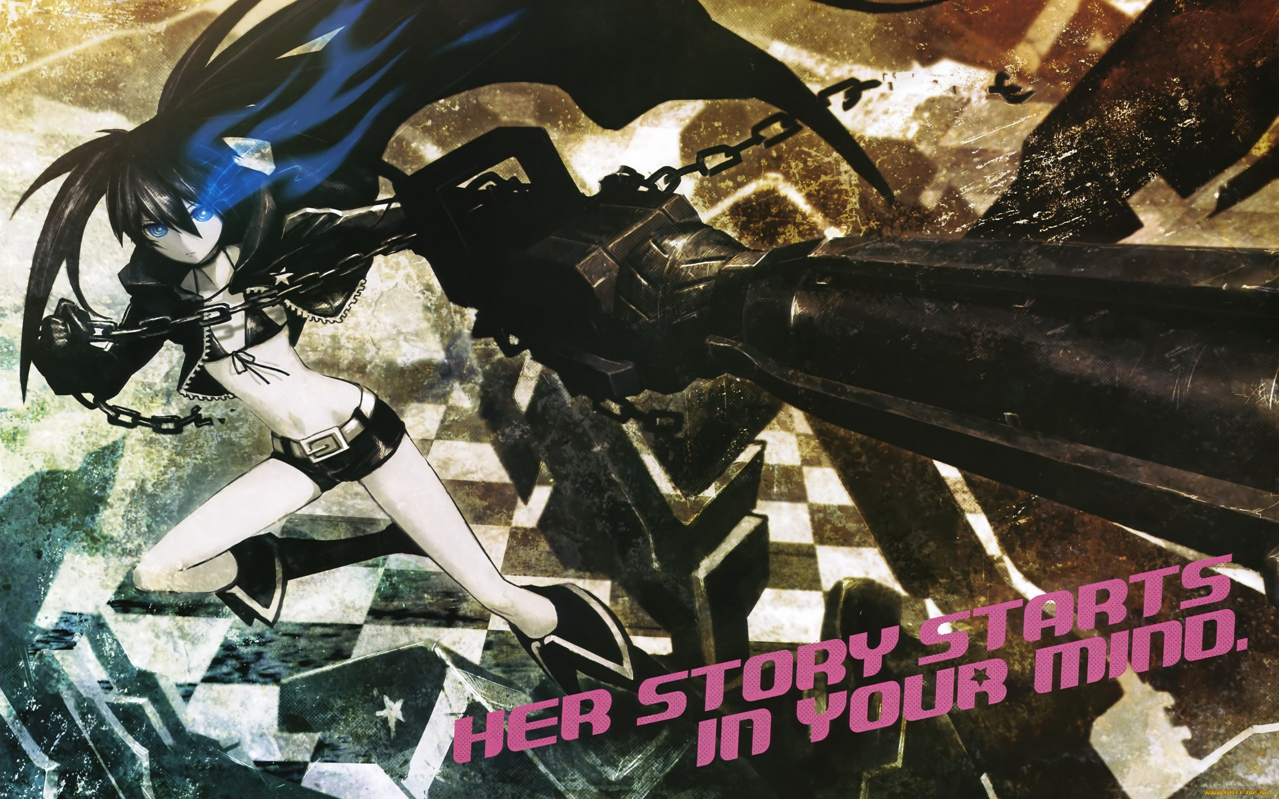 аниме, black, rock, shooter, kuroi, mato, арт, huke, оружие, девушка, black, rock, shooter