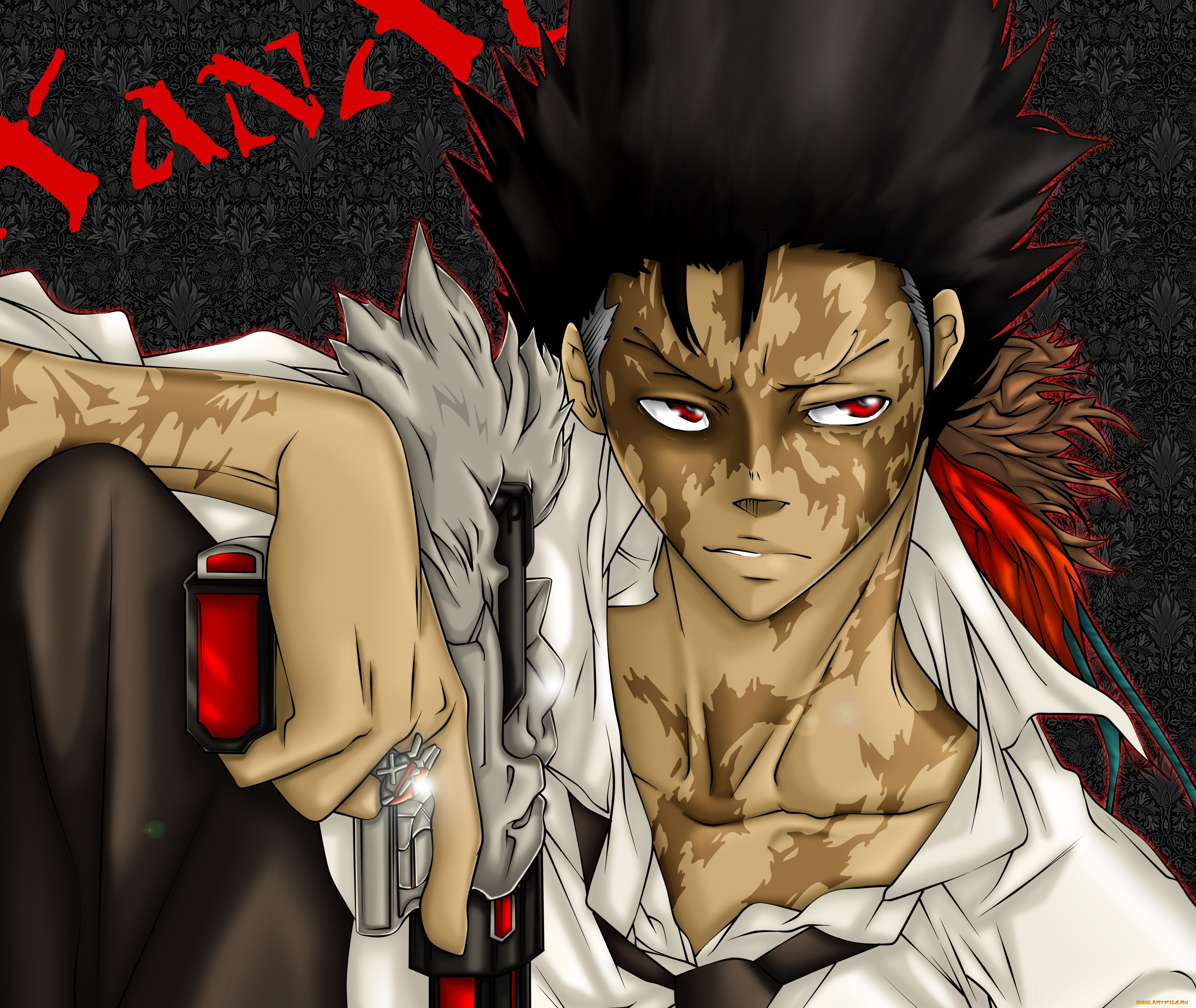 аниме, katekyo, hitman, reborn, взгляд, фон, парень, оружие