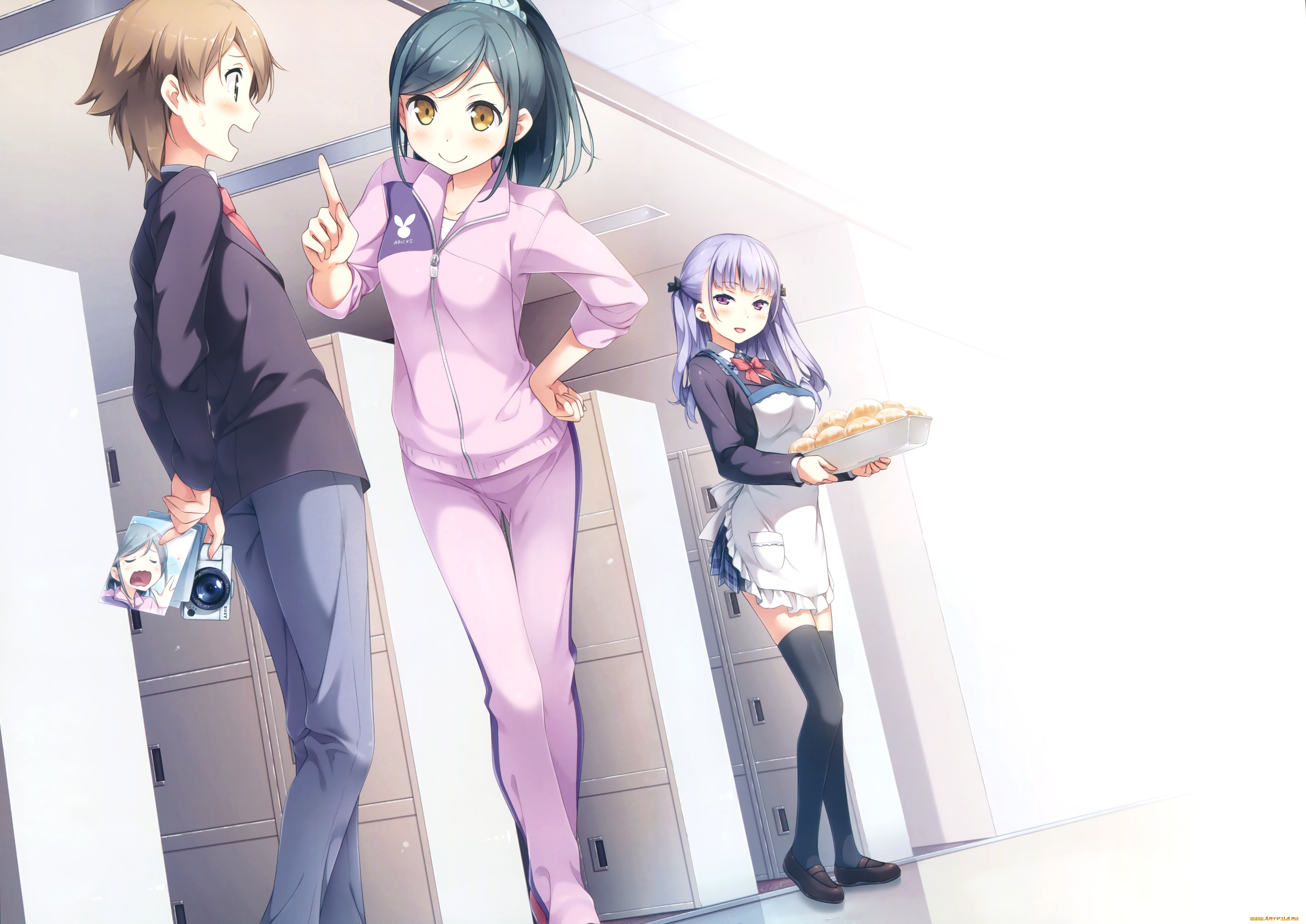 аниме, kantoku, , artbook, взгляд, фон, девушки