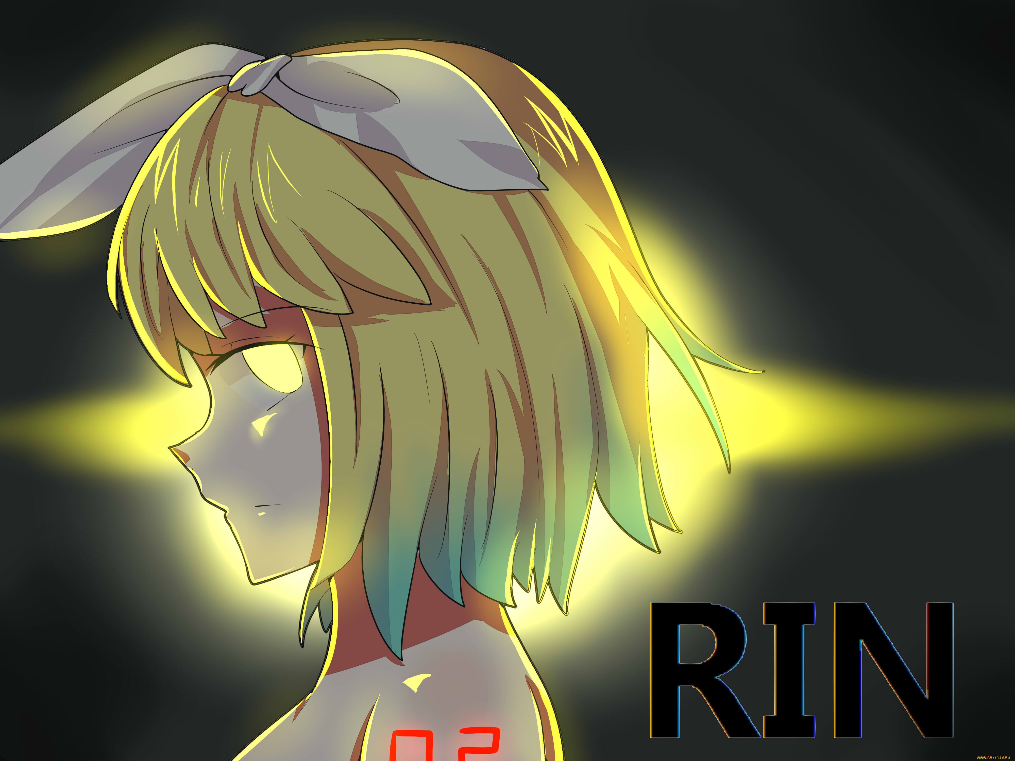 аниме, vocaloid, weitu, арт, kagamine, rin, девочка