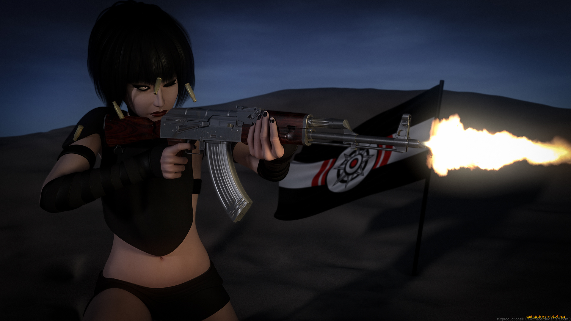 3д, графика, фантазия, , fantasy, девушка, взгляд, фон, оружие