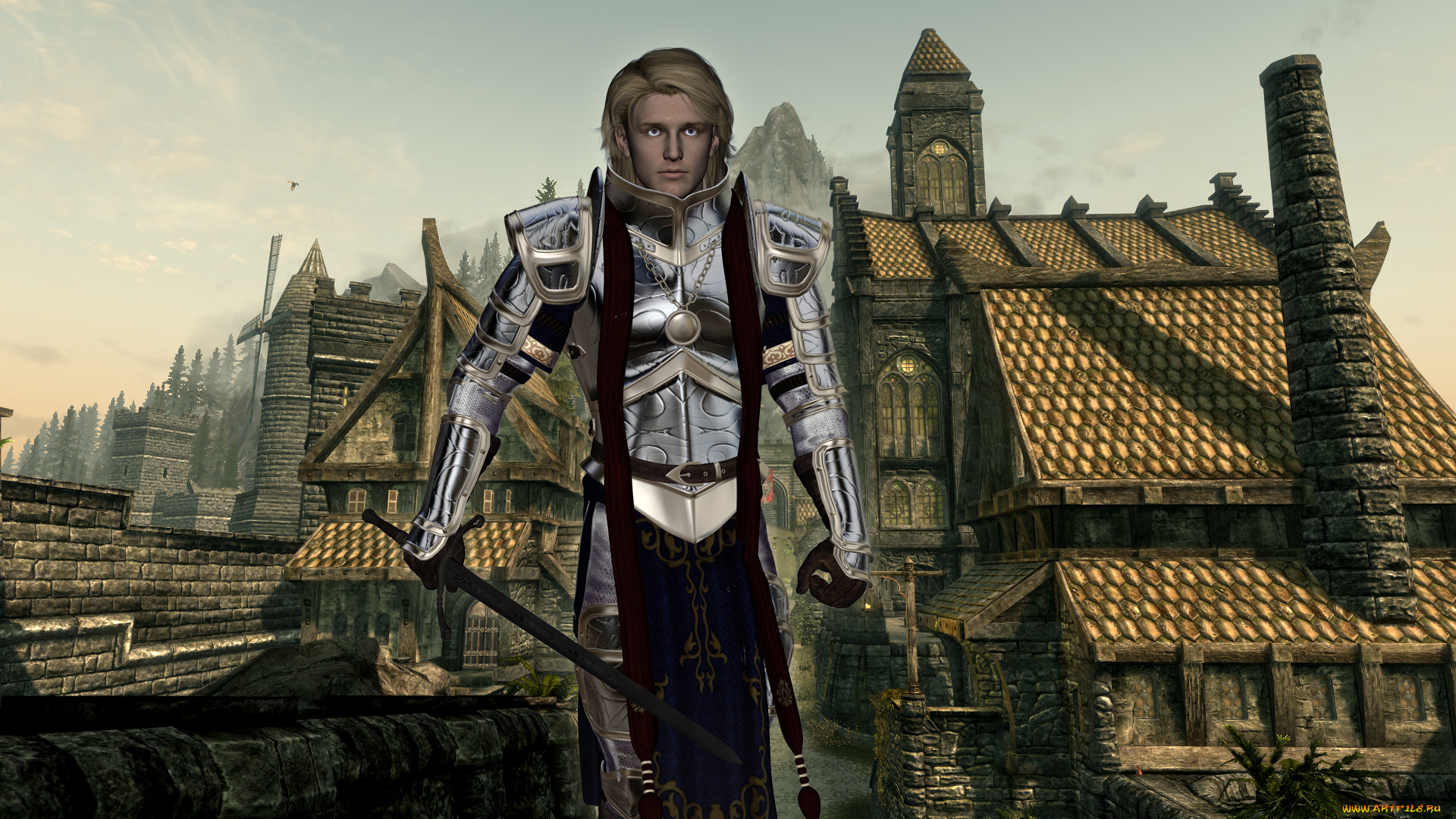 3д, графика, фантазия, , fantasy, фон, взгляд, оружие, мужчина